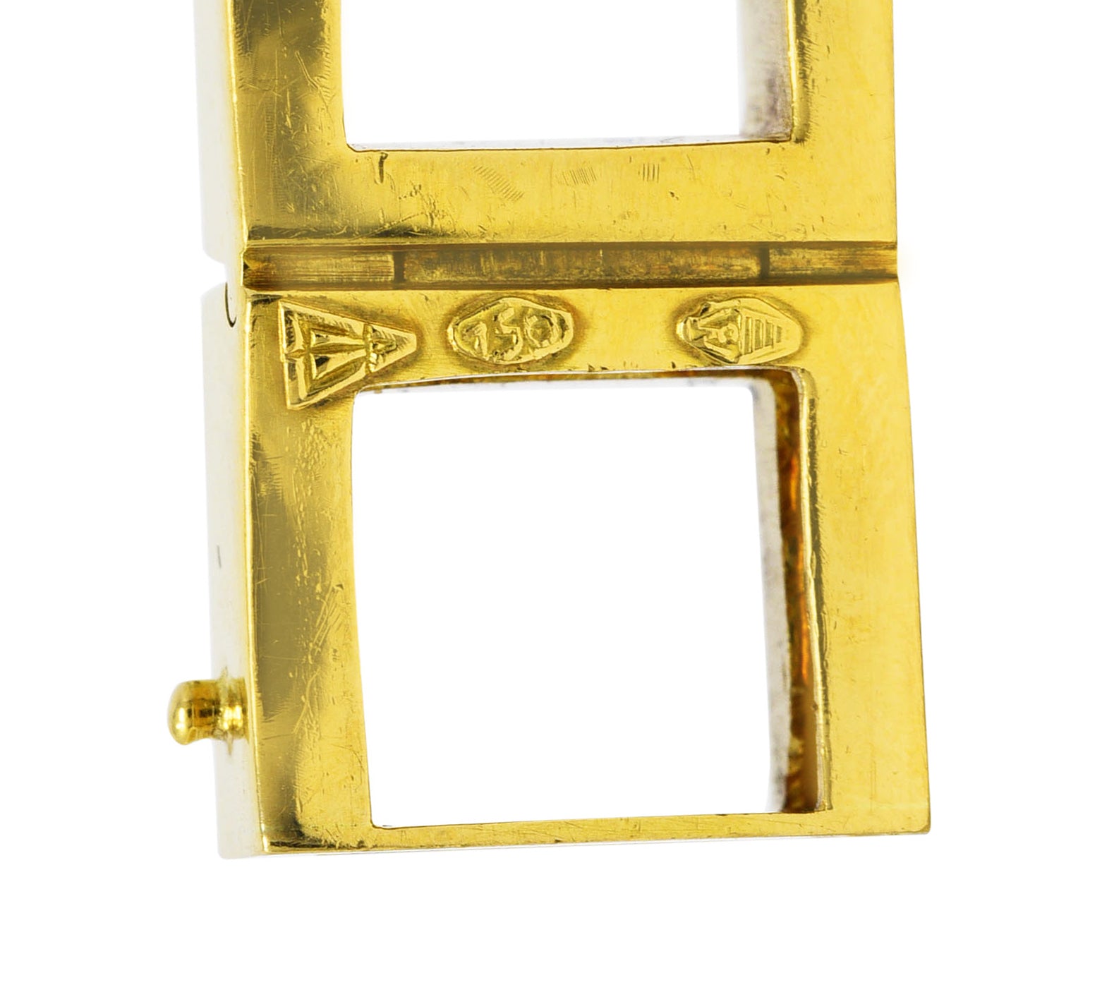 Carlo Weingrill Modernist Vintage 18 Karat Yellow Gold Square Sculptural Link Bracelet Wilson's Estate Jewelry