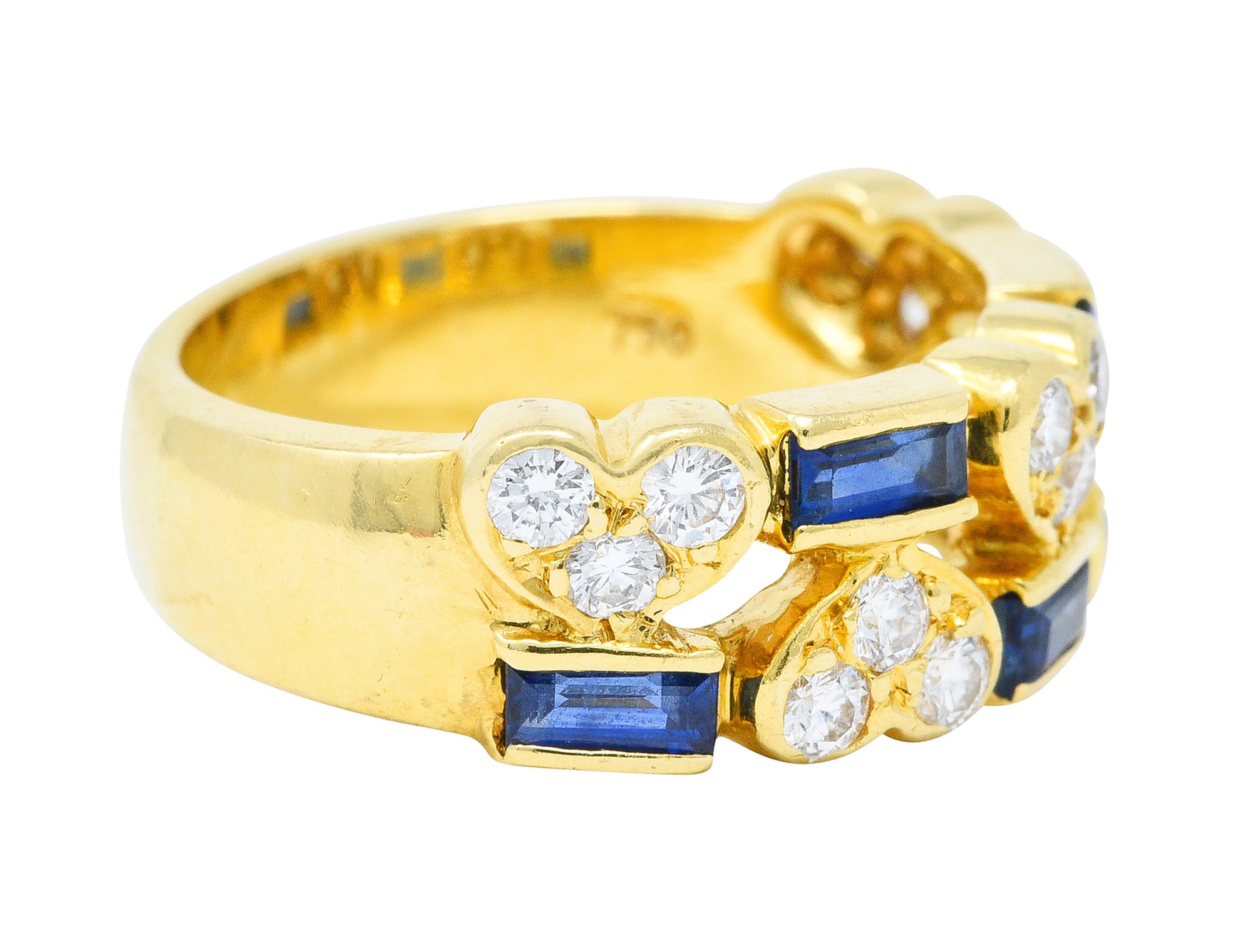 Tiffany & Co. 1.25 CTW Diamond Sapphire 18 Karat Gold Heart Band RingRing - Wilson's Estate Jewelry