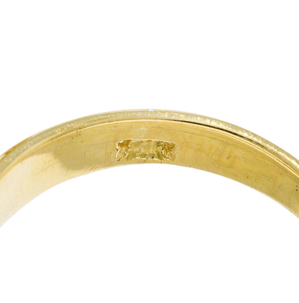 1960's Modernist 0.45 CTW Diamond 14 Karat Yellow Gold Fidget Spinner Ring Wilson's Estate Jewelry