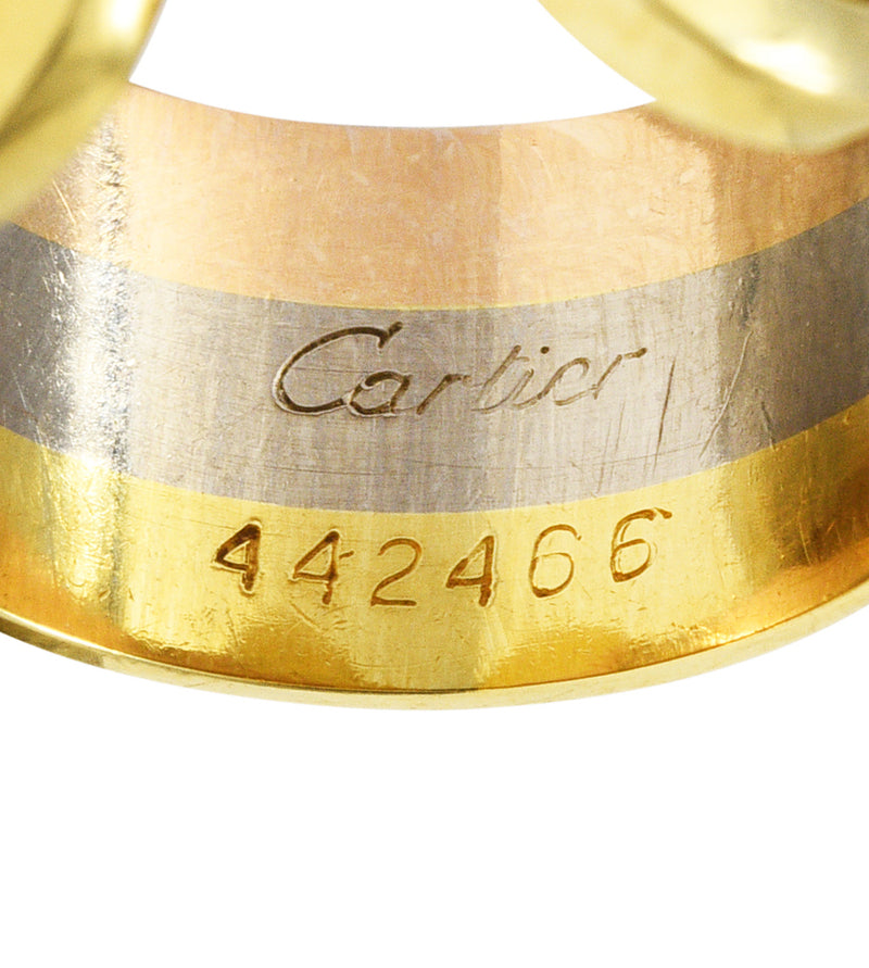 Cartier Tri-Color 18 Karat Gold Trinity Diamond Double C Cuff