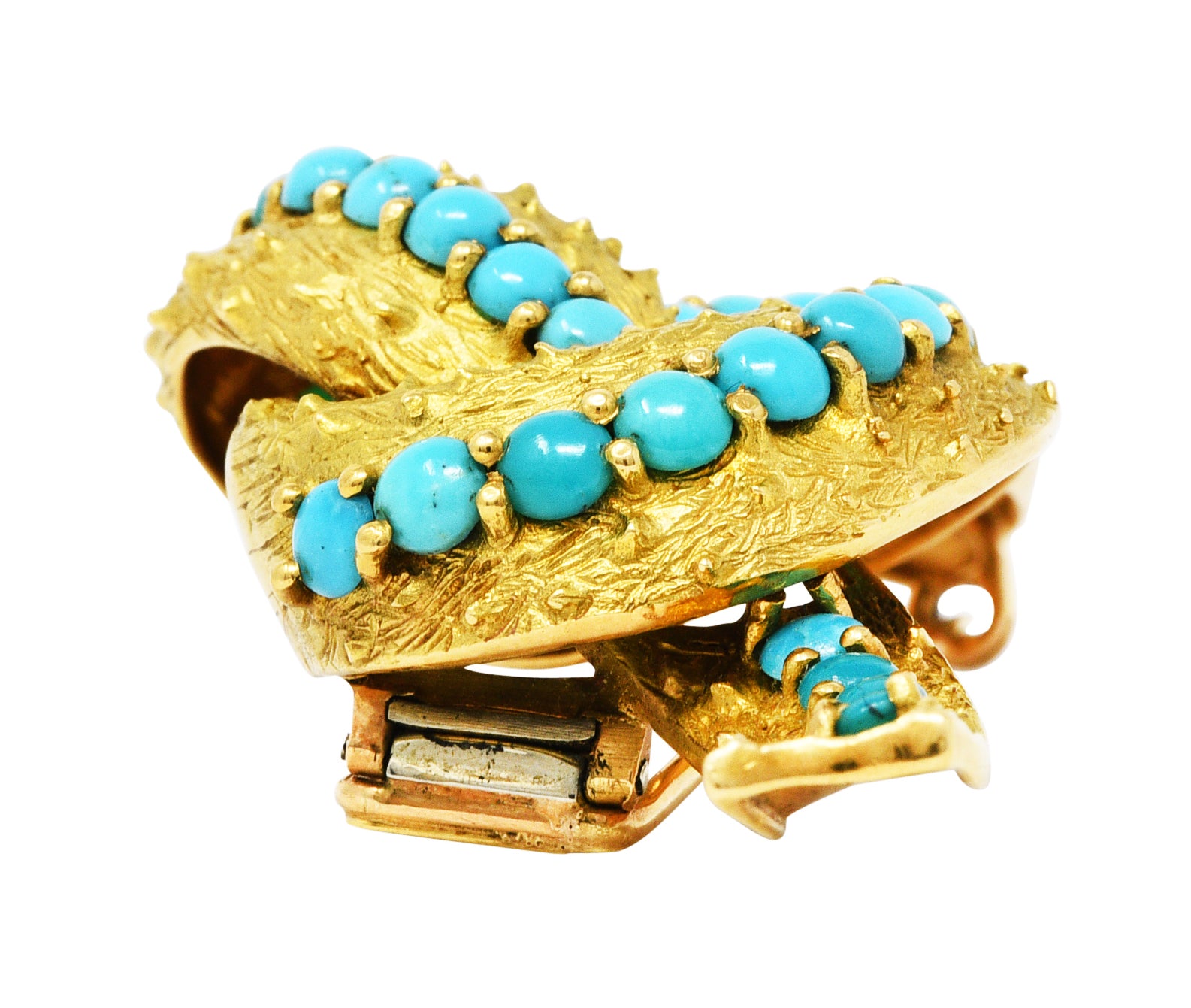 1960's French Vintage Turquoise 18 Karat Gold Knot BroochBrooch - Wilson's Estate Jewelry