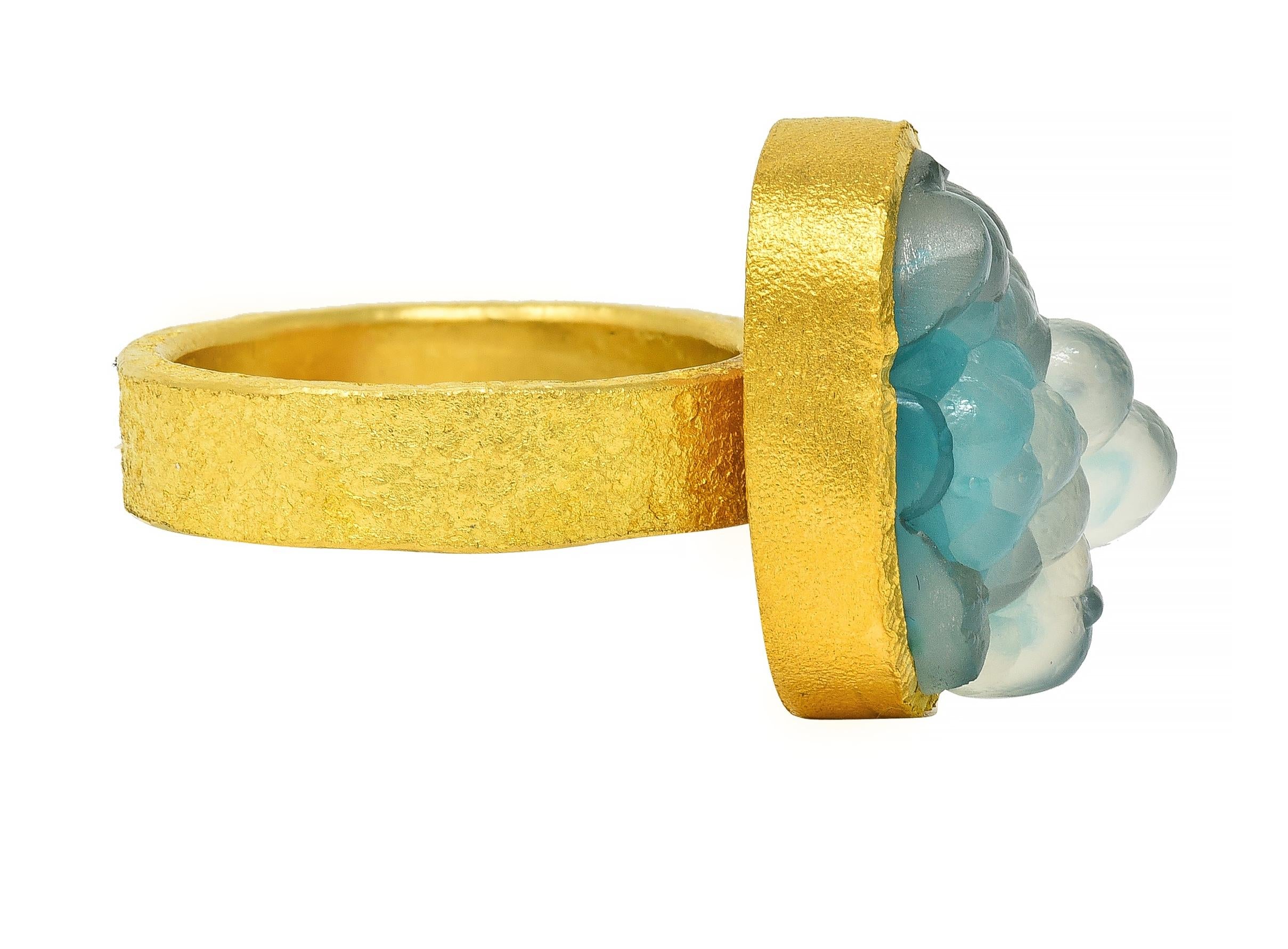 Devta Doolan Contemporary Chrysocolla 22 Karat Gold Organic Statement Ring