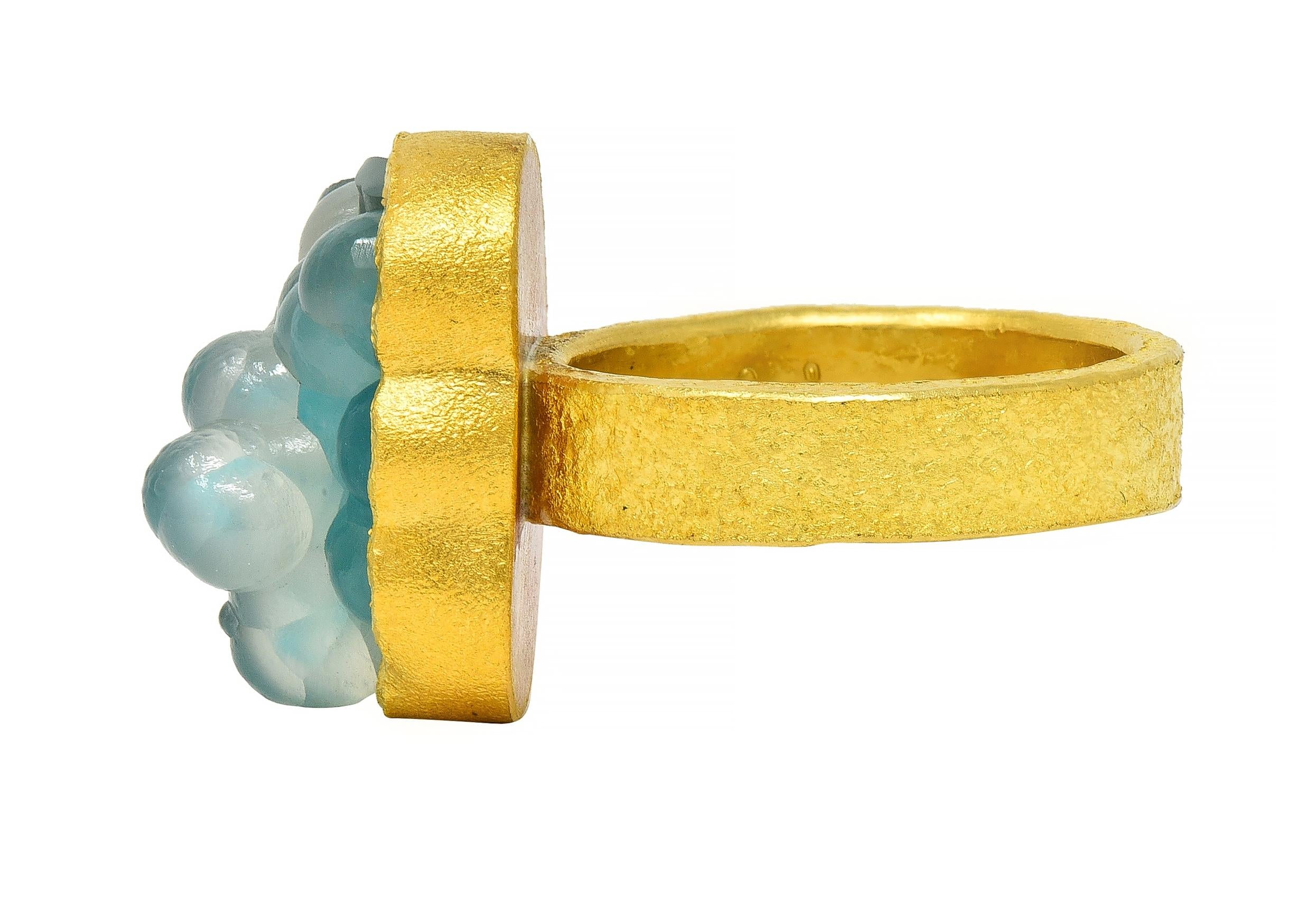 Devta Doolan Contemporary Chrysocolla 22 Karat Gold Organic Statement Ring