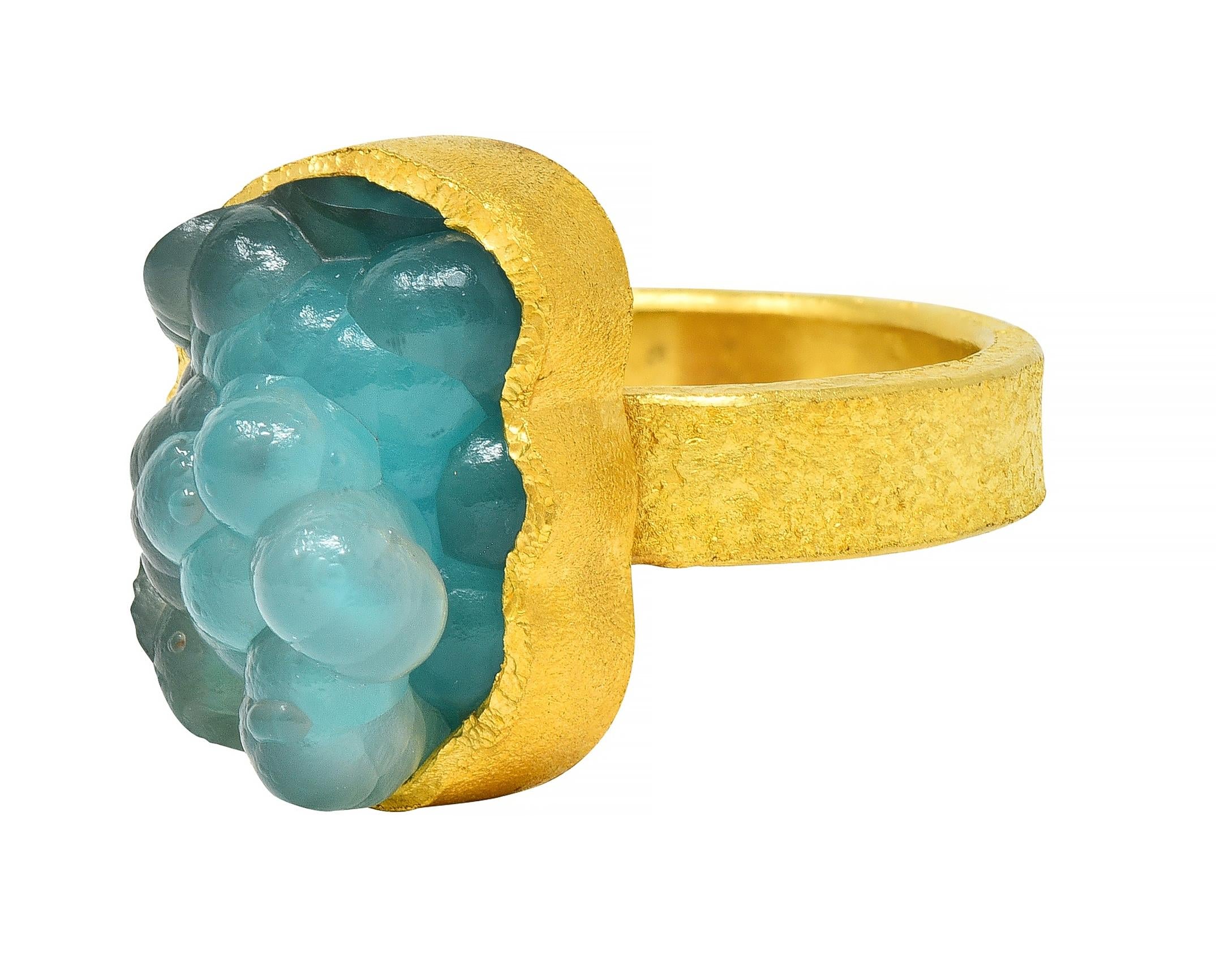 Devta Doolan Contemporary Chrysocolla 22 Karat Gold Organic Statement Ring