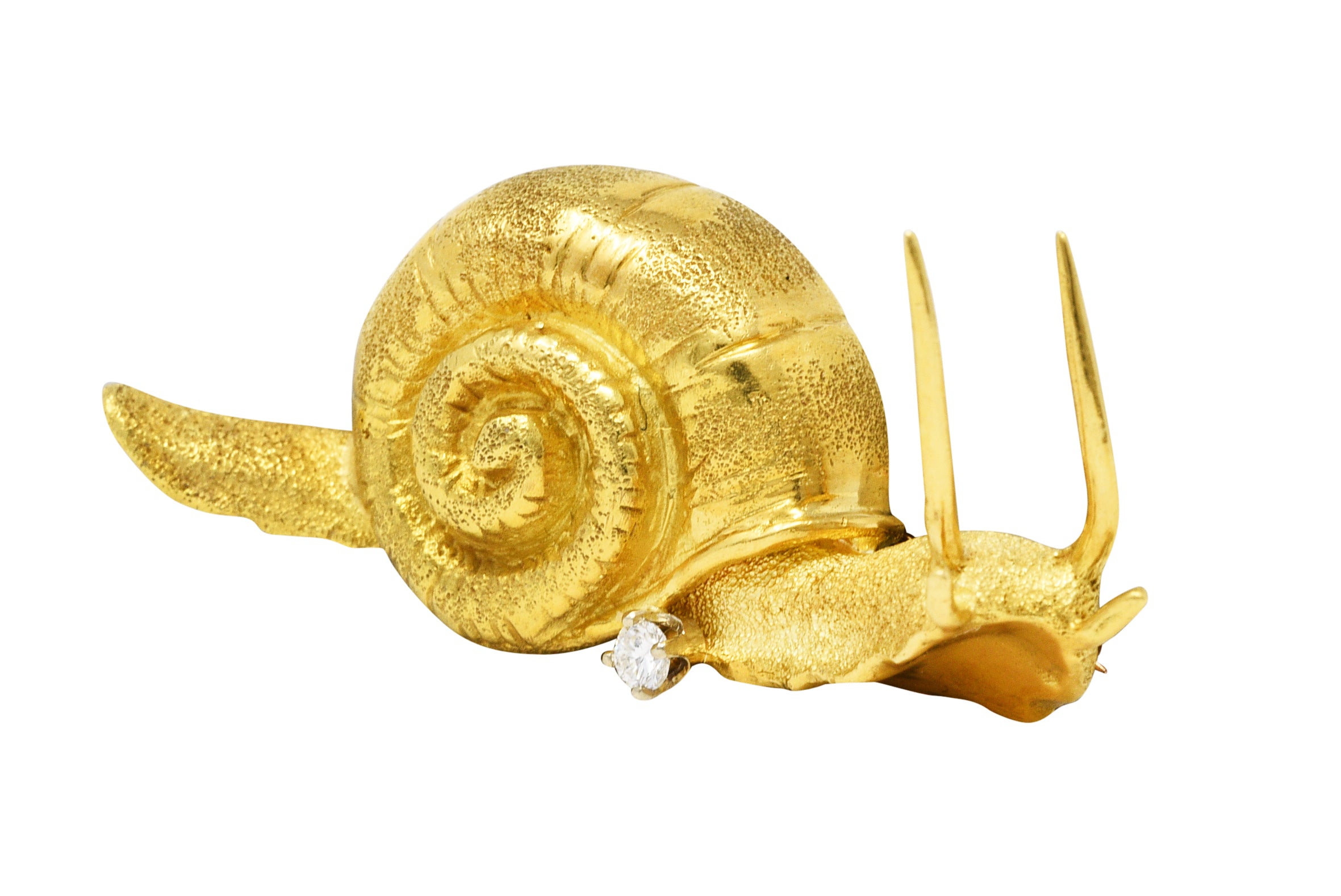 Vintage Diamond 18 Karat Yellow Gold Snail BroochBrooch - Wilson's Estate Jewelry