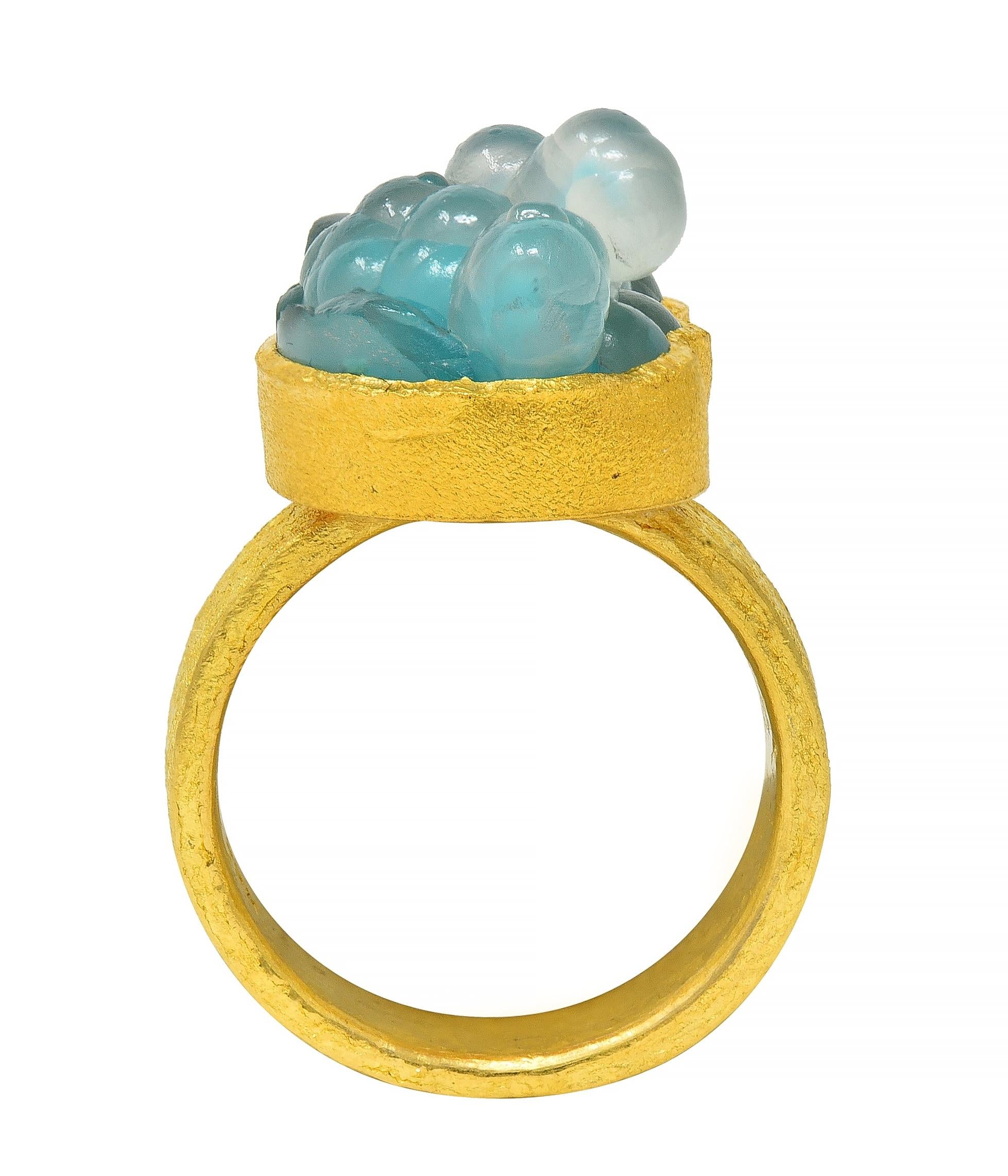 Devta Doolan Contemporary Chrysocolla 22 Karat Gold Organic Statement Ring