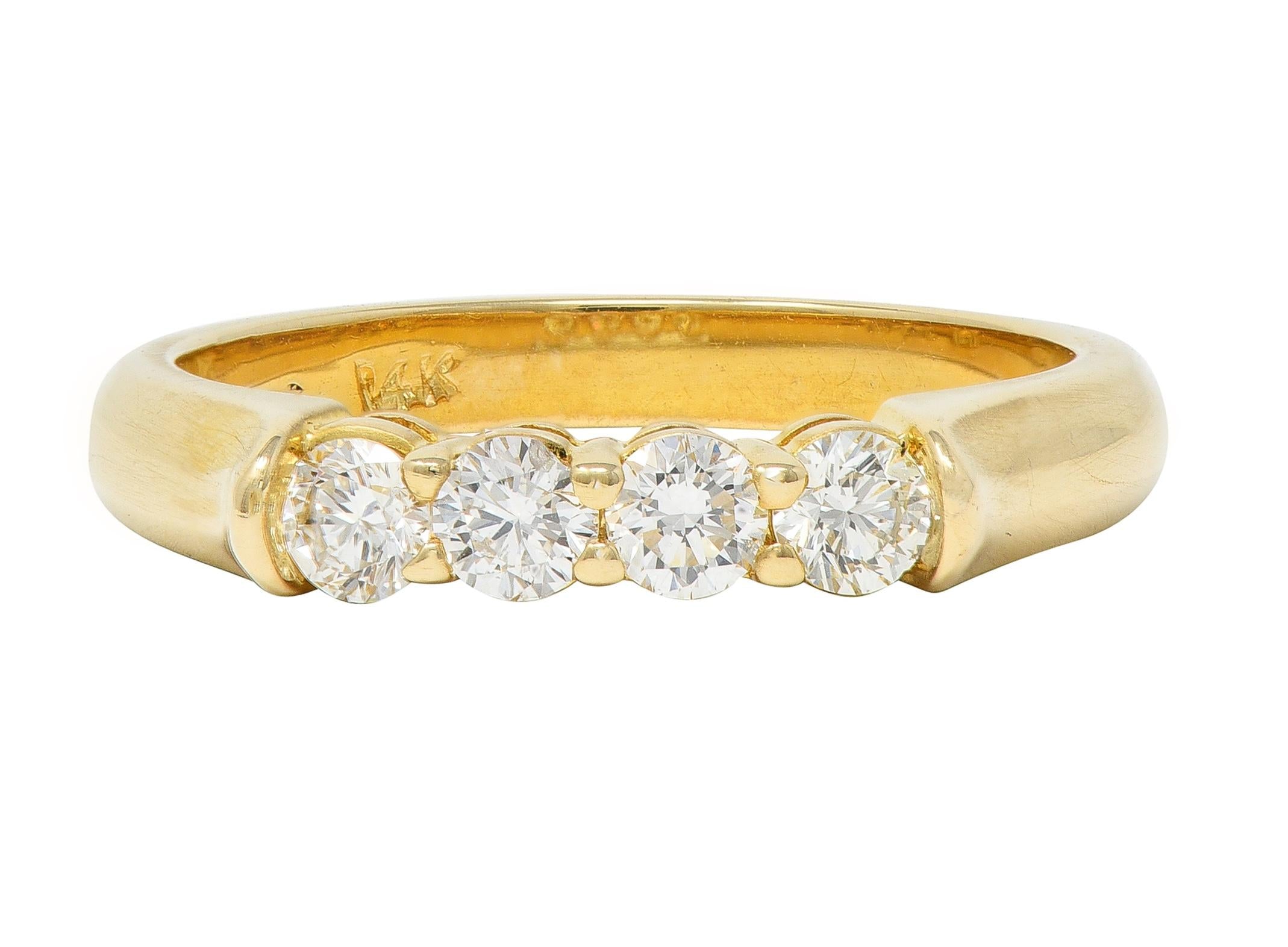 1990's 0.40 CTW Diamond 14 Karat Yellow Gold Vintage Stacking Band Ring ...