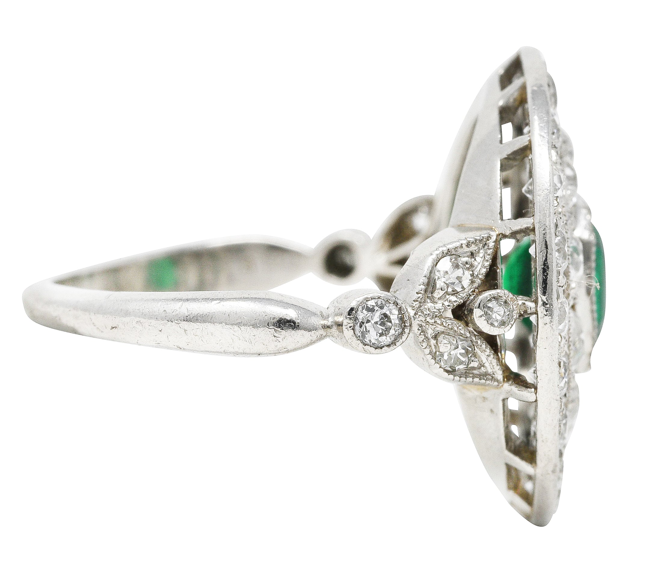 J.E. Caldwell Art Deco 2.32 CTW Emerald Diamond Platinum Dinner Ring Wilson's Estate Jewelry