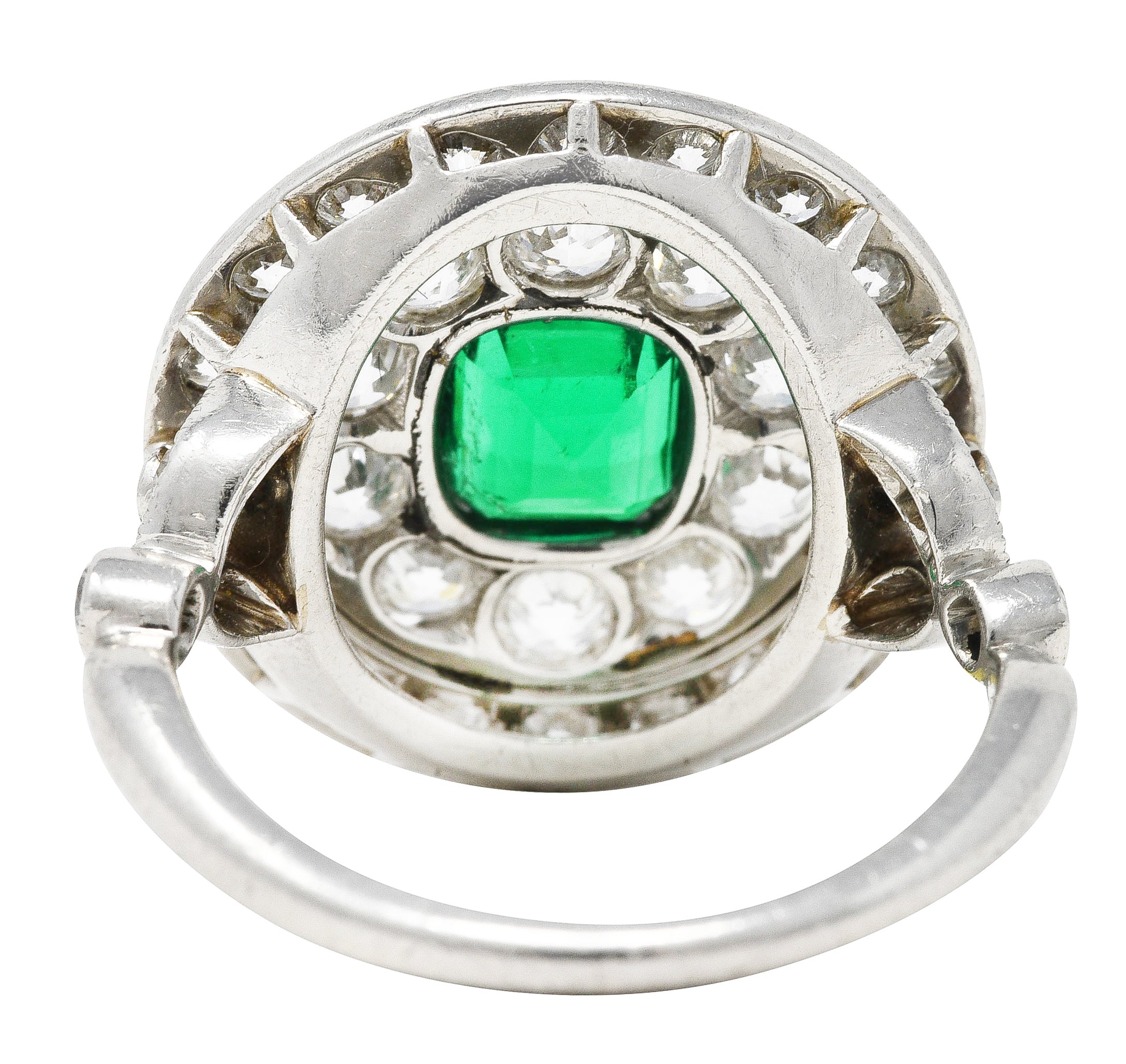 J.E. Caldwell Art Deco 2.32 CTW Emerald Diamond Platinum Dinner Ring Wilson's Estate Jewelry