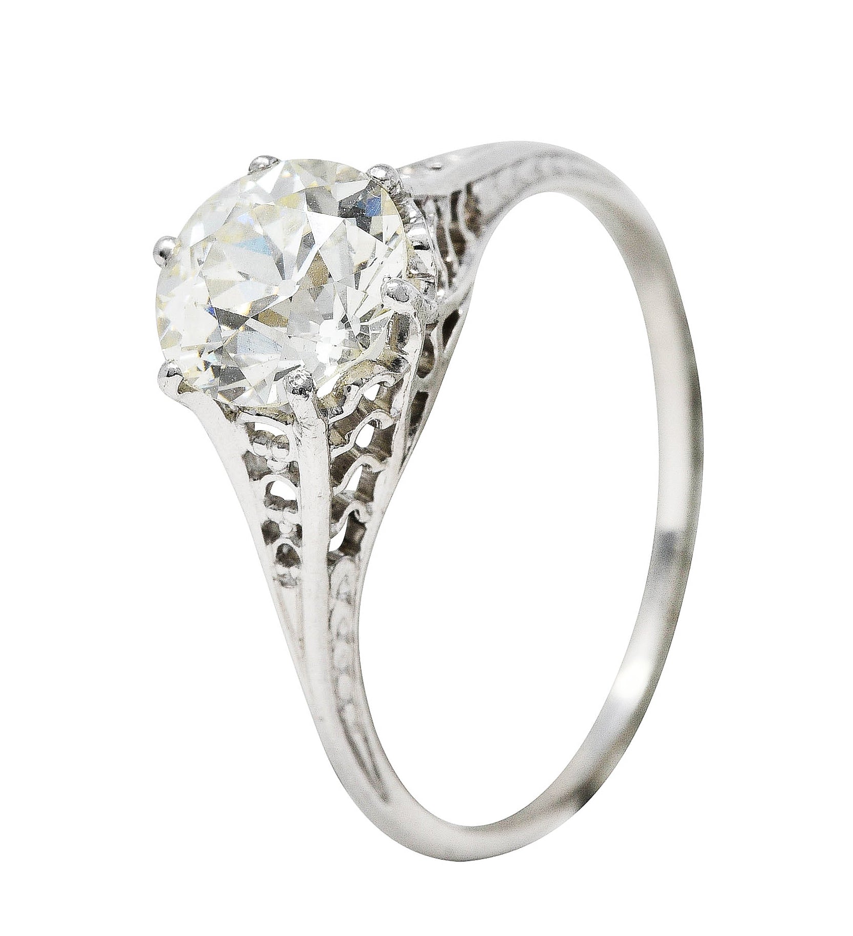 Art Deco 1.35 CTW Diamond Platinum Trellis Engagement RingRing - Wilson's Estate Jewelry