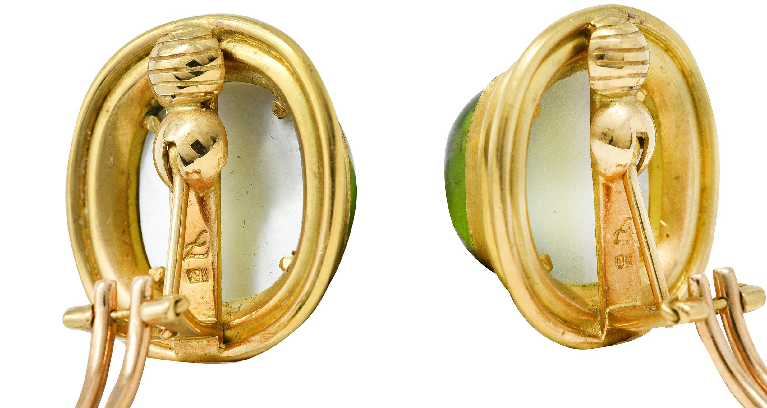 Elizabeth Locke Peridot Mother-Of-Pearl 18 Karat Gold EarringsEarrings - Wilson's Estate Jewelry