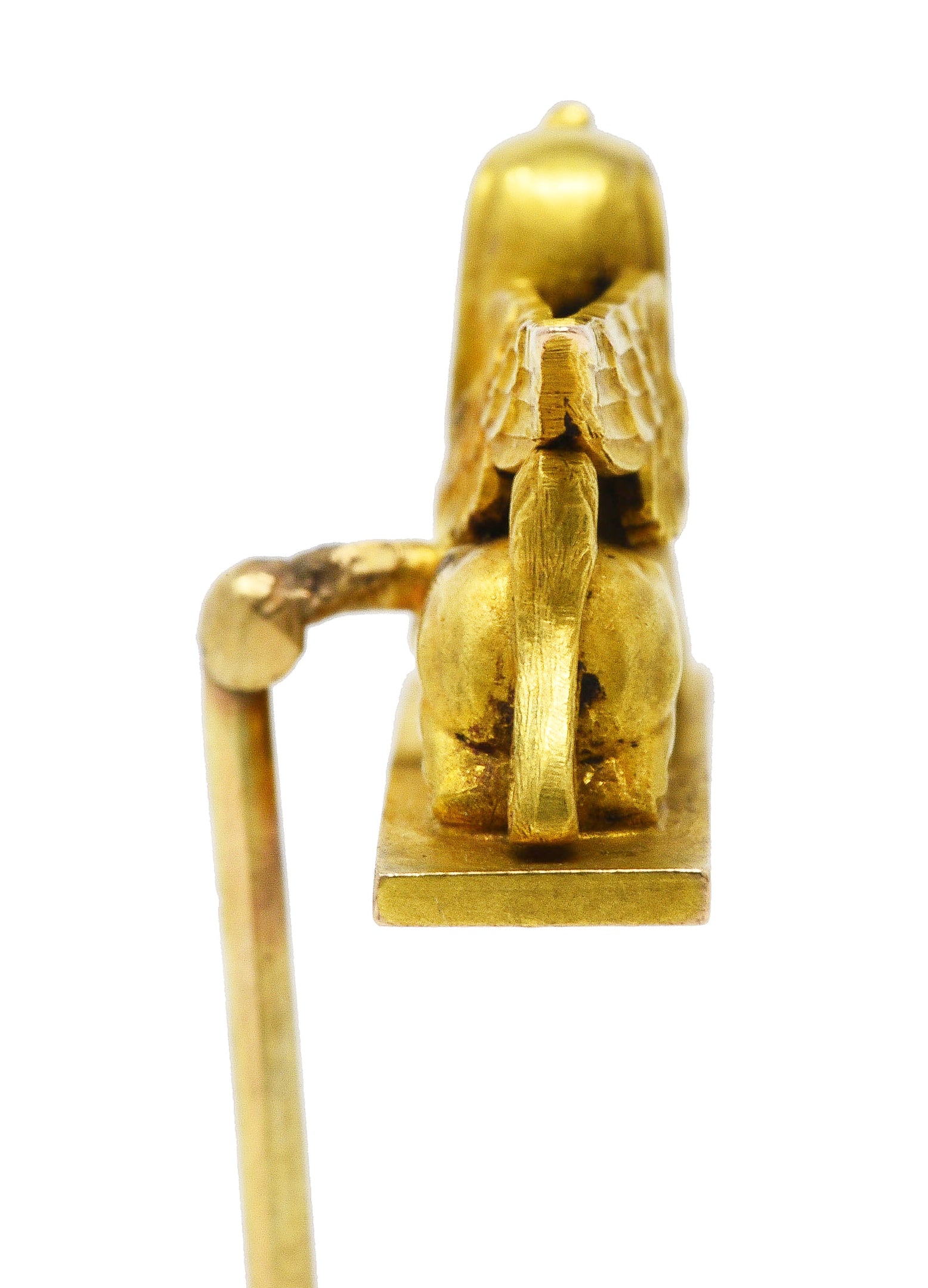 Antique Egyptian Revival 18 Karat Yellow Gold Sphinx Stickpin Wilson's Estate Jewelry