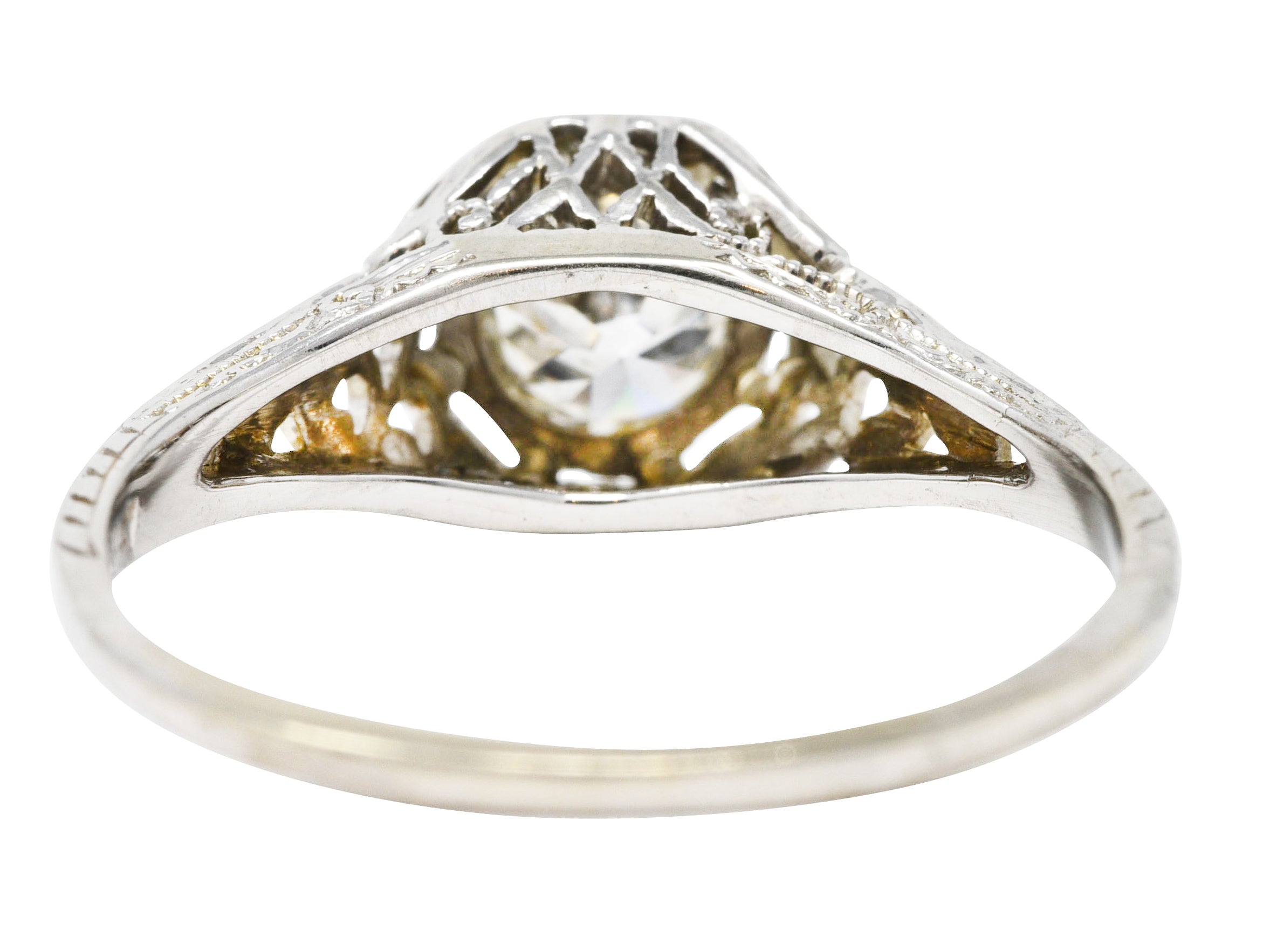 W.W. Fulmer & Co. 0.48 CTW Diamond 19 Karat White Gold Scrolled Heart Engagement Ring Wilson's Estate Jewelry