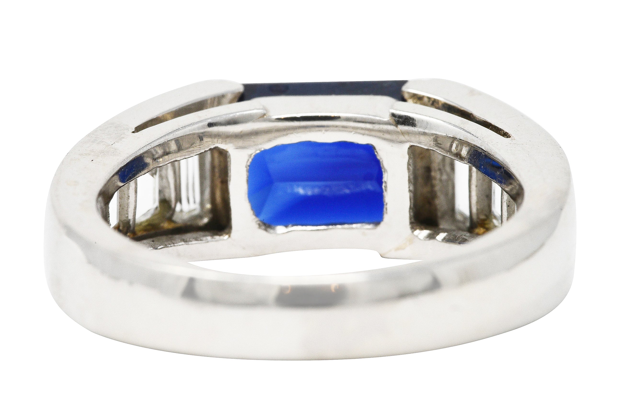 Contemporary 3.32 CTW Sapphire Diamond Platinum Unisex Band Ring Wilson's Estate Jewelry