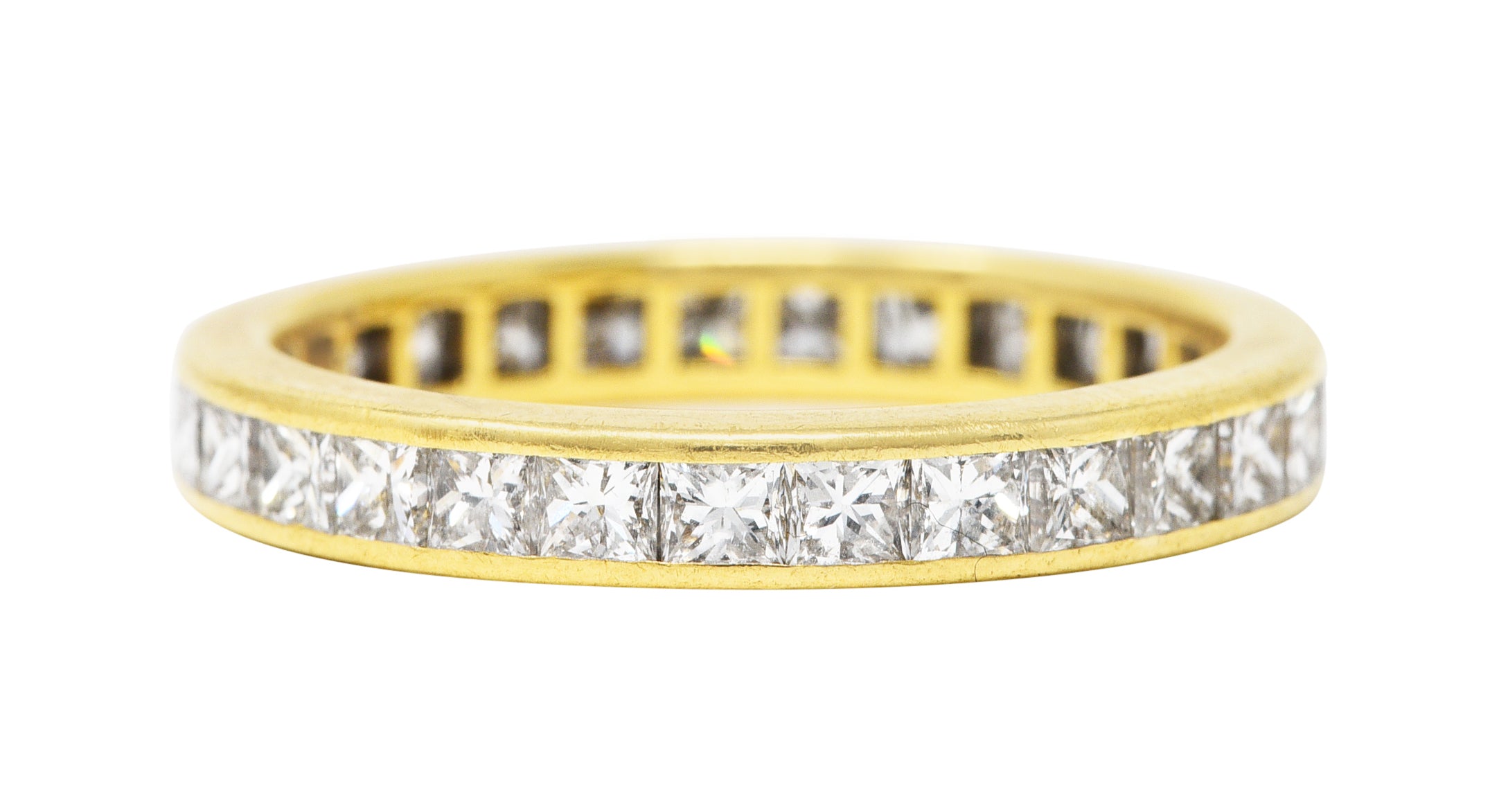 Tiffany & Co. Contemporary 1.93 CTW Princess Cut Diamond 18 Karat Yellow Gold Eternity Band Ring Wilson's Estate Jewelry