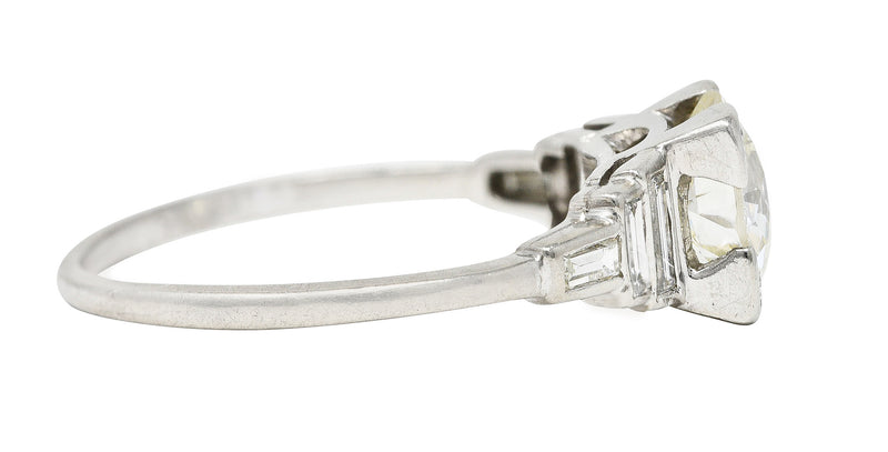 Art Deco 1.74 CTW Old Mine Diamond Platinum Stepped Engagement Ring ...