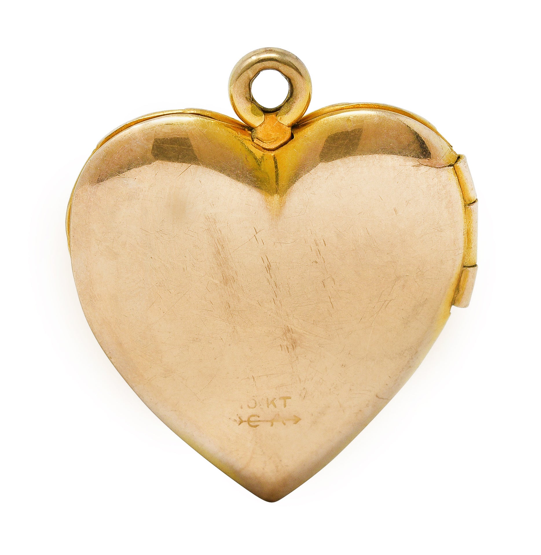 Carl Art Inc 1950's 10 Karat Gold Floral Heart Locket Pendantcharm - Wilson's Estate Jewelry