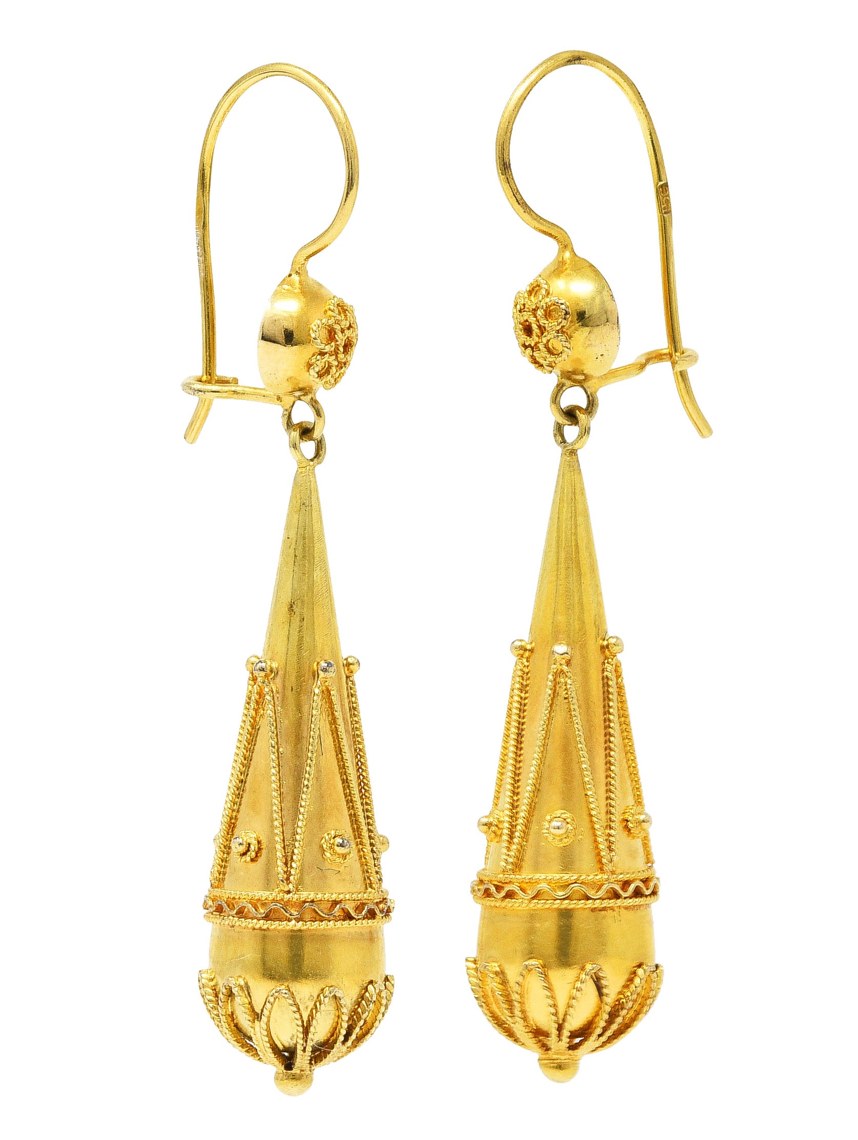 British Victorian Etruscan Revival 15 Karat Yellow Gold Drop EarringsEarrings - Wilson's Estate Jewelry