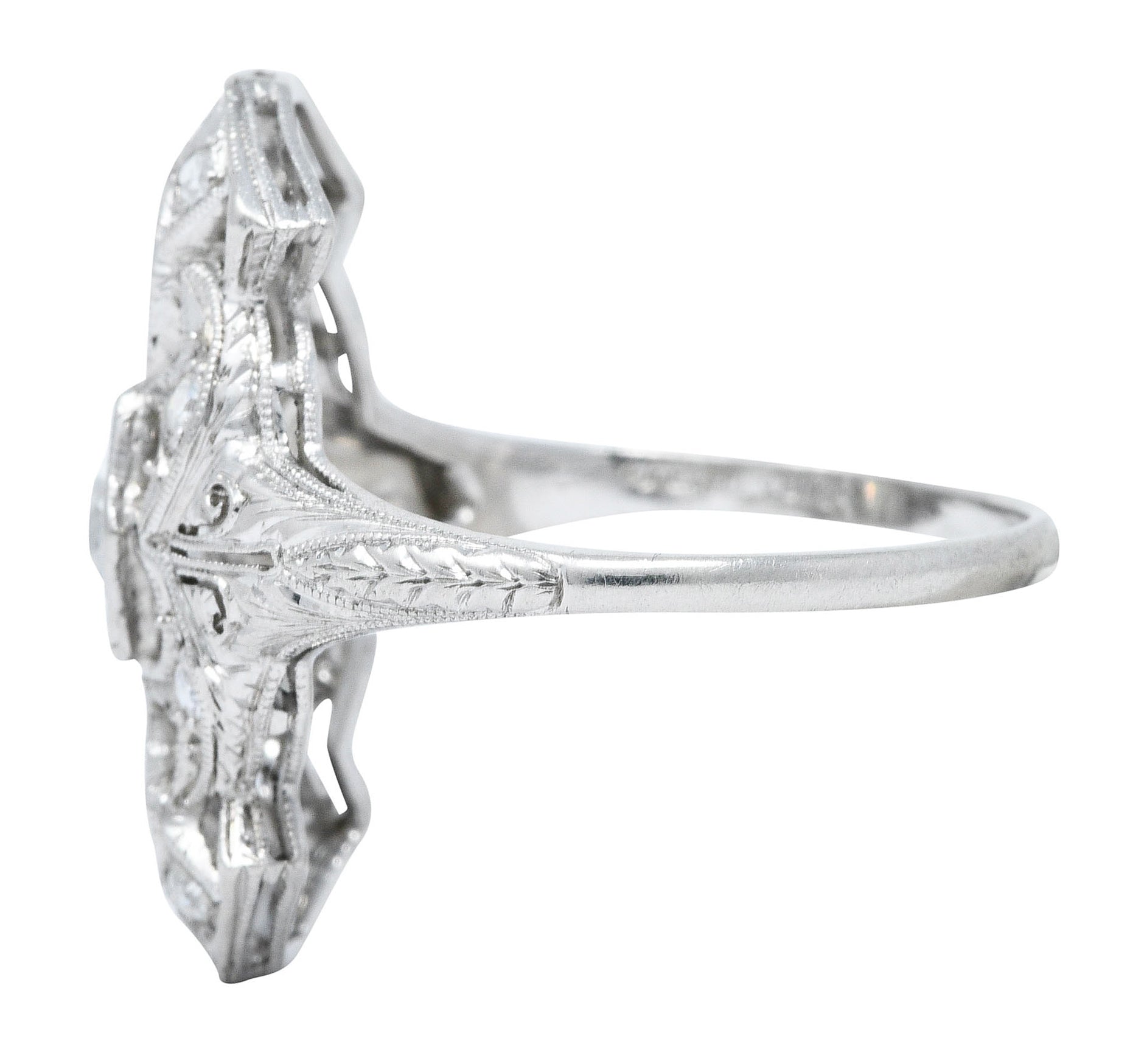 1920's Art Deco 0.85 CTW Diamond Platinum Geometric Dinner RingRing - Wilson's Estate Jewelry