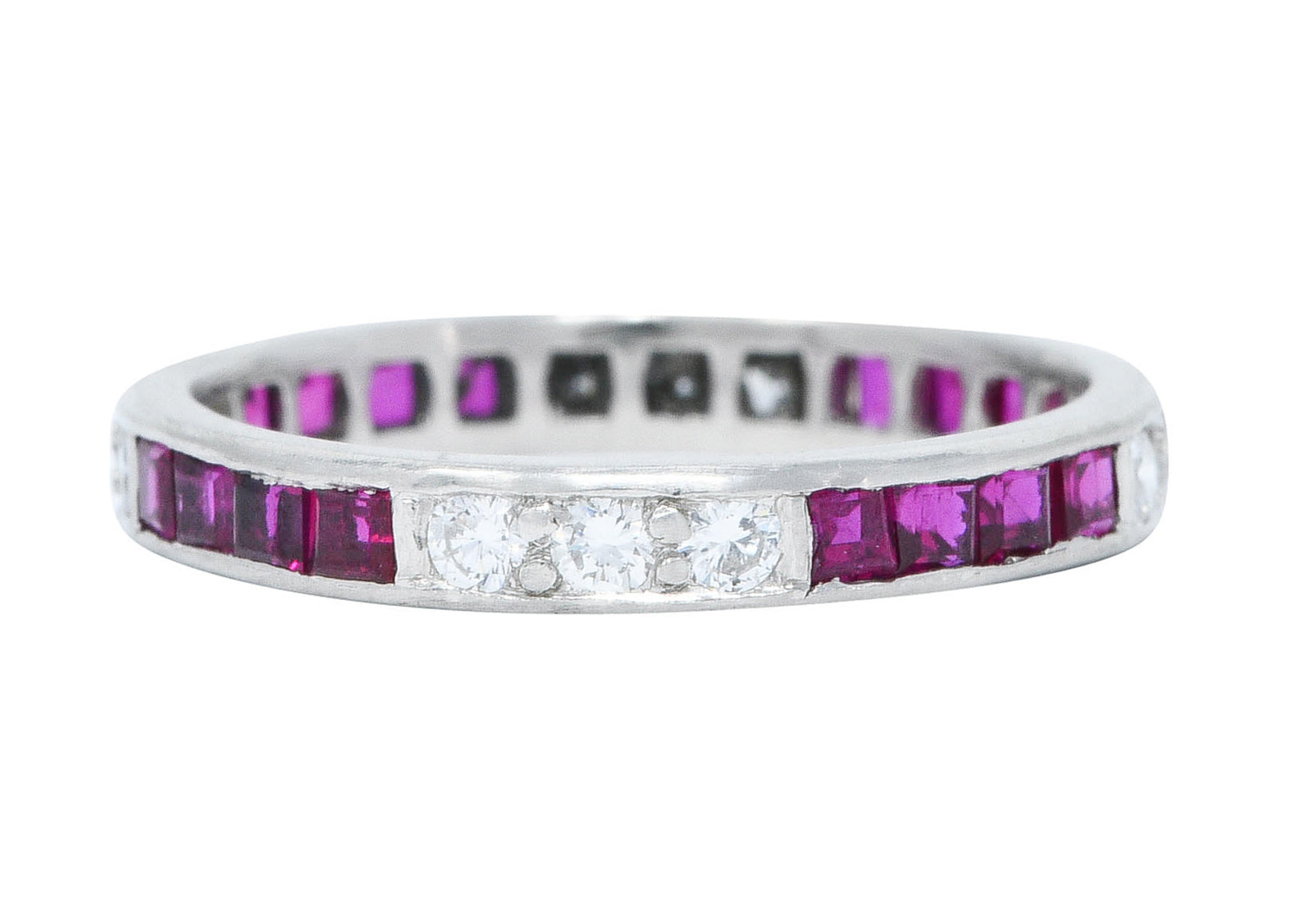 1960's Vintage 1.11 CTW Diamond Ruby Platinum Eternity Band RingRing - Wilson's Estate Jewelry