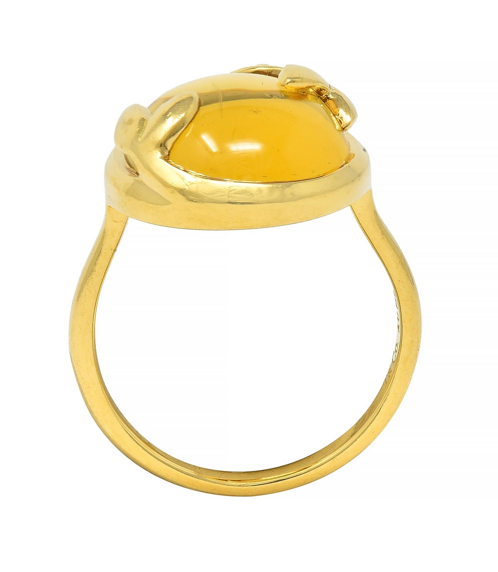 Tiffany & Co. Paloma Picasso Citrine 18 Karat Yellow Gold Olive Leaf Ring