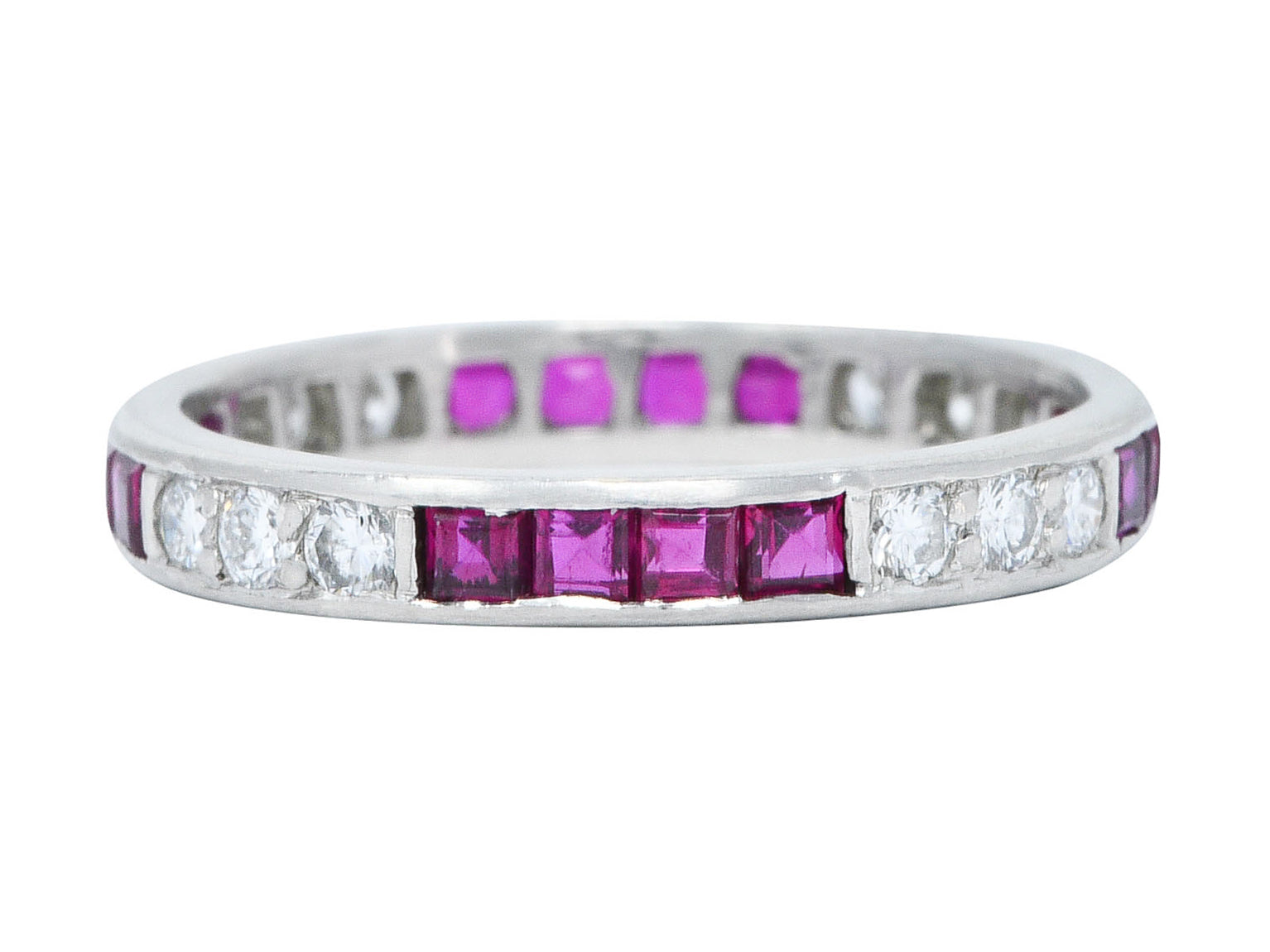 1960's Vintage 1.11 CTW Diamond Ruby Platinum Eternity Band RingRing - Wilson's Estate Jewelry