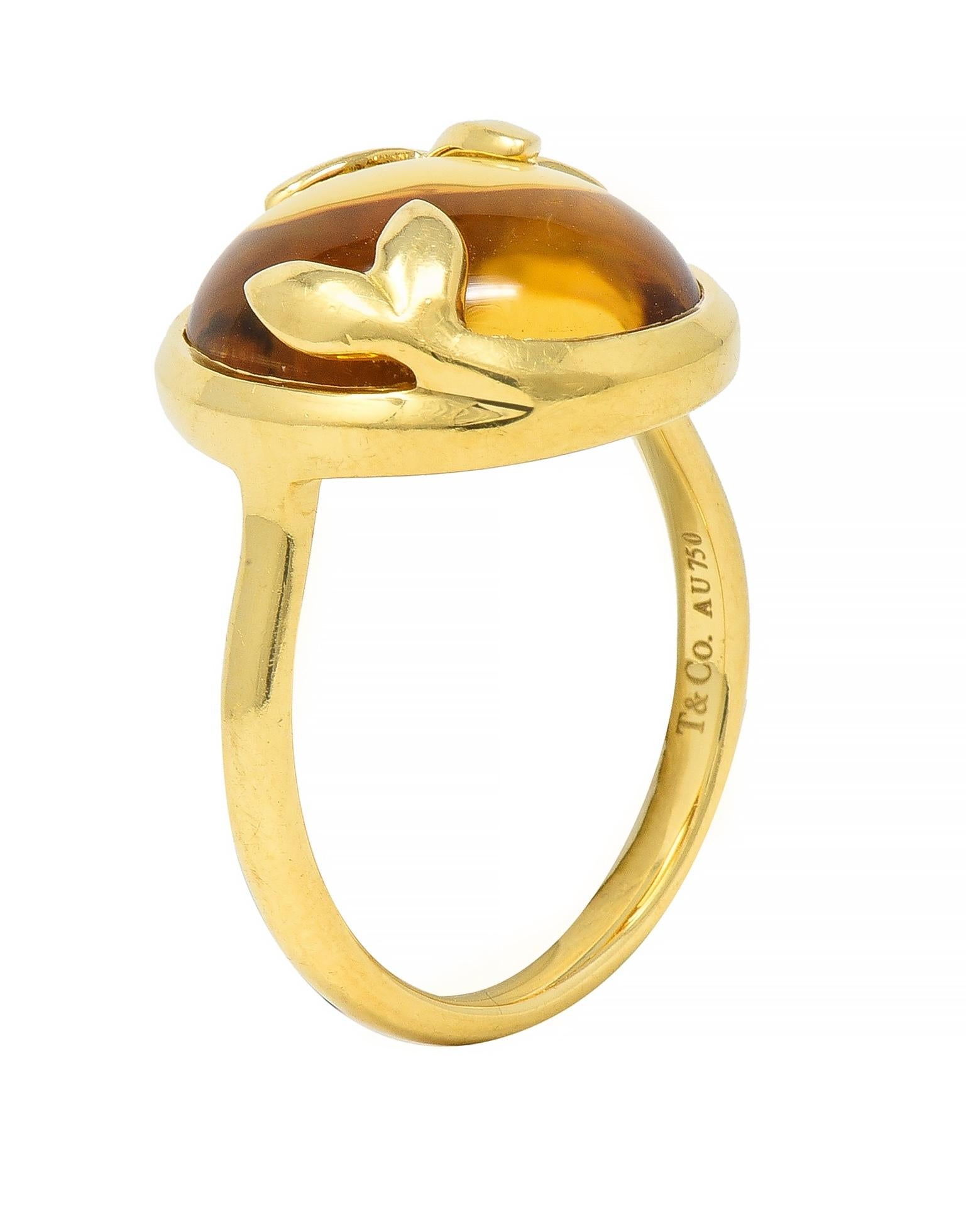 Tiffany & Co. Paloma Picasso Citrine 18 Karat Yellow Gold Olive Leaf Ring