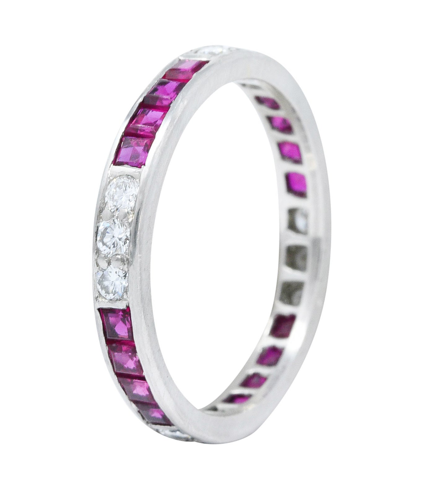 1960's Vintage 1.11 CTW Diamond Ruby Platinum Eternity Band RingRing - Wilson's Estate Jewelry