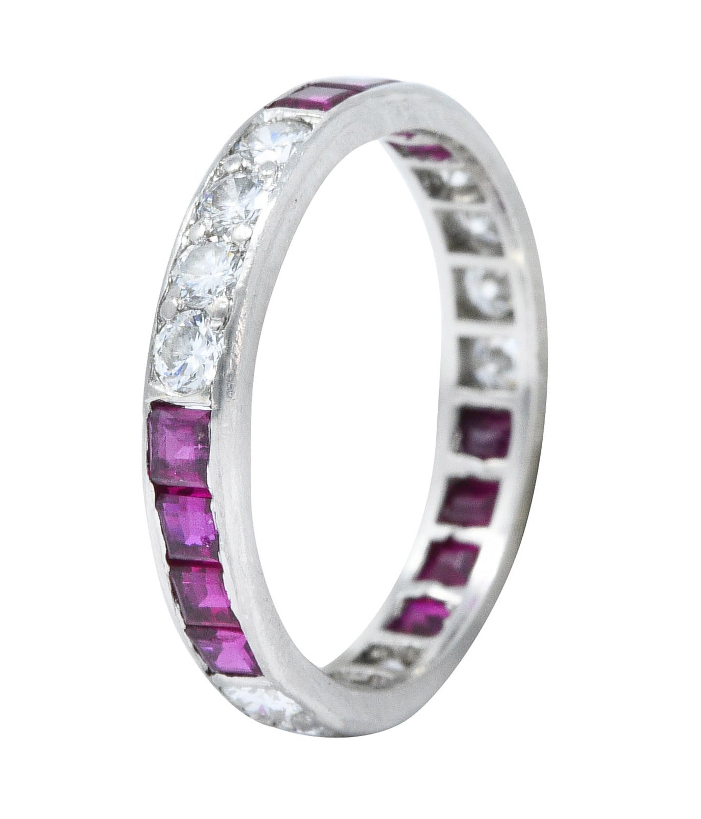 1960's Vintage 1.11 CTW Diamond Ruby Platinum Eternity Band RingRing - Wilson's Estate Jewelry