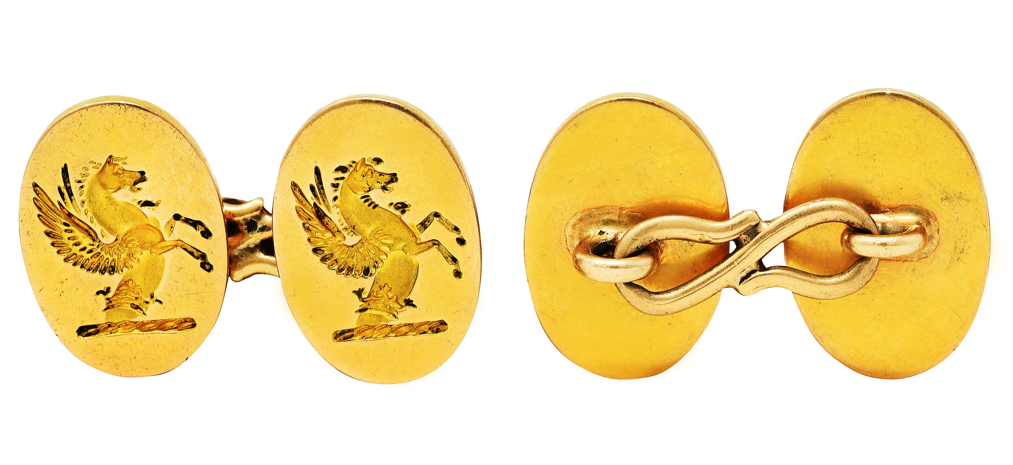 Art Nouveau 18 Karat Yellow Gold Pegasus Signet CufflinksCufflinks - Wilson's Estate Jewelry