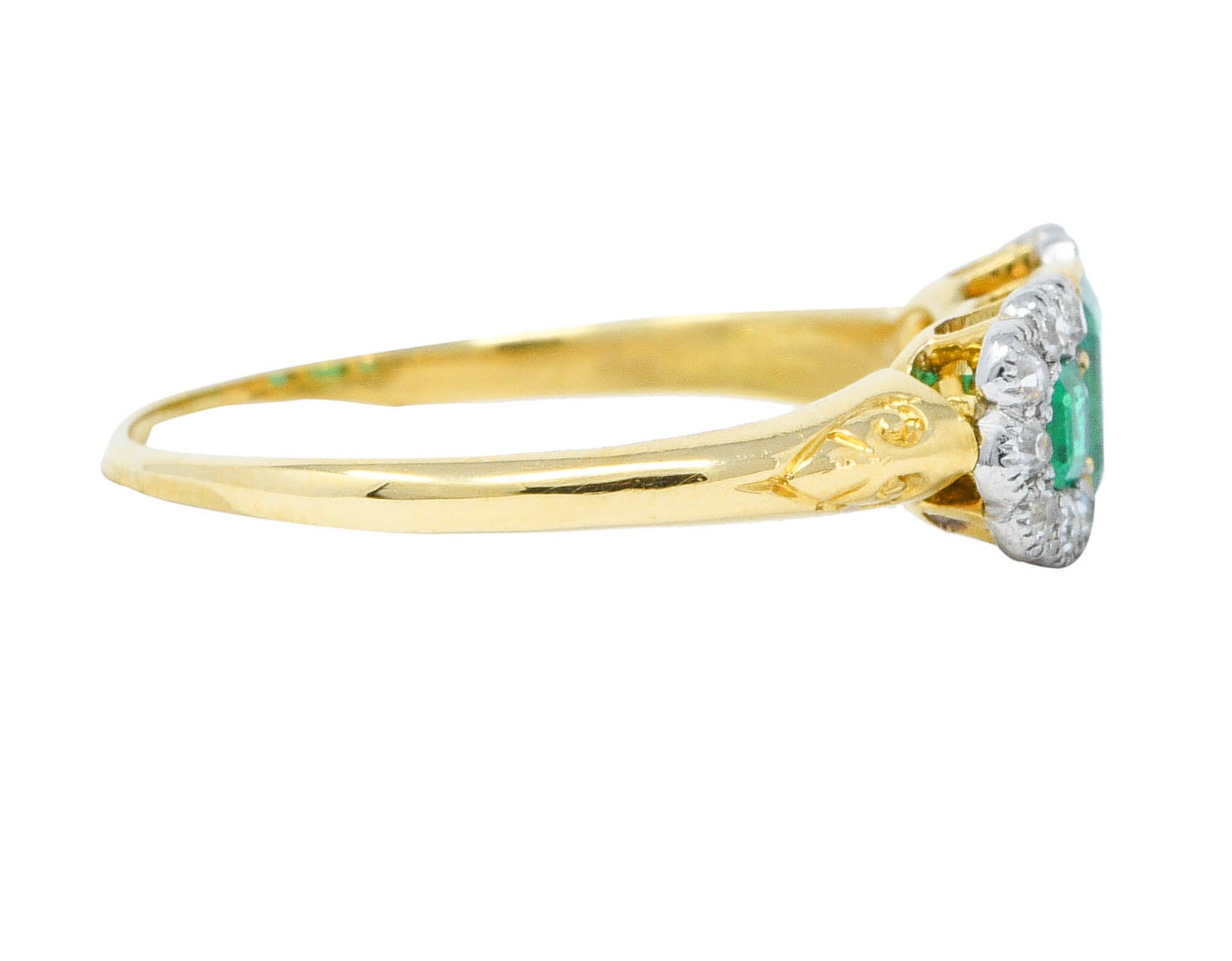 1920's Art Deco 1.20 CTW Emerald Diamond Platinum-Topped 18 Karat Gold RingRing - Wilson's Estate Jewelry