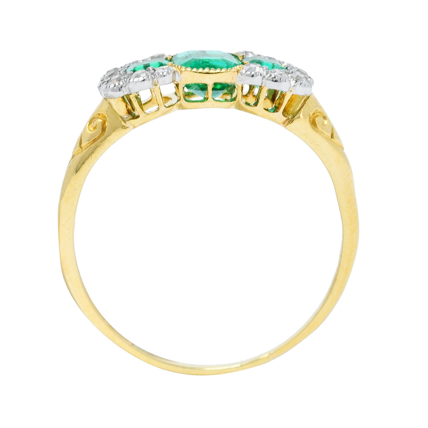 1920's Art Deco 1.20 CTW Emerald Diamond Platinum-Topped 18 Karat Gold RingRing - Wilson's Estate Jewelry