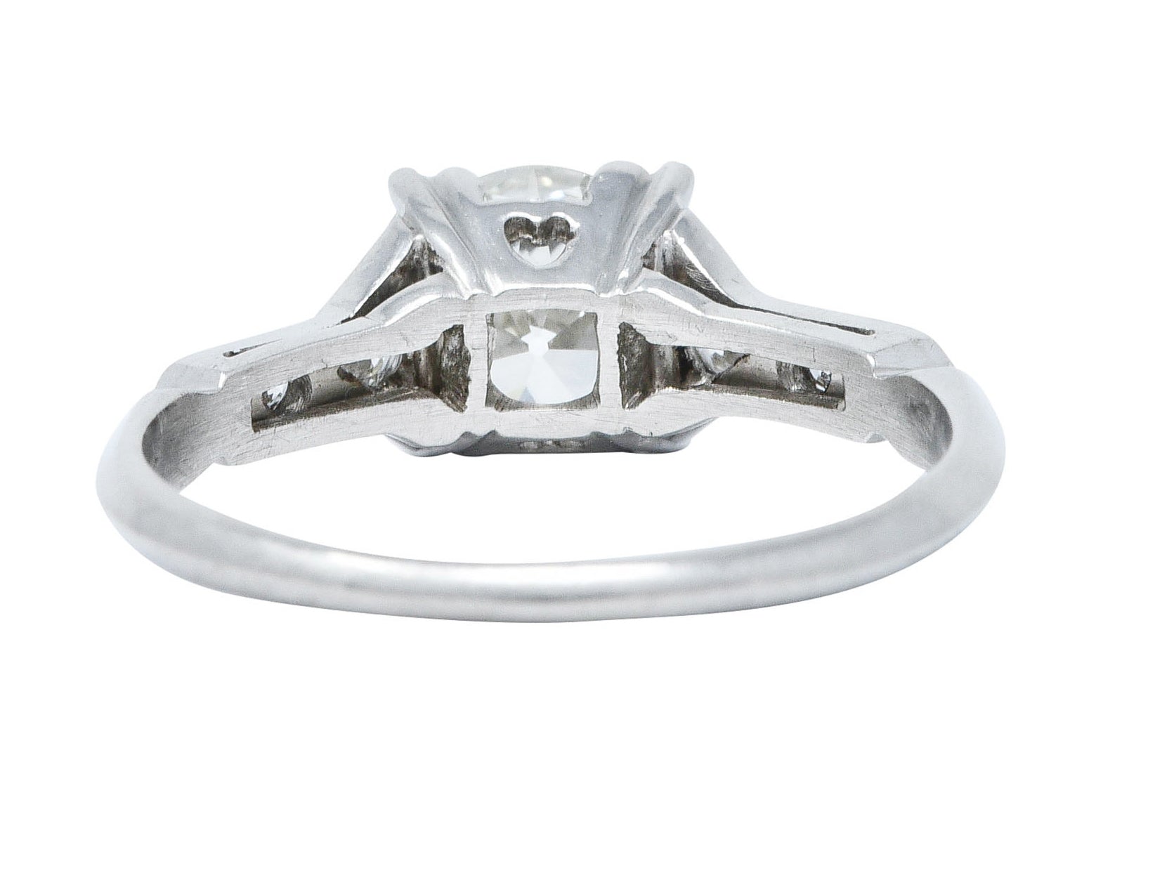 Art Deco 1.24 CTW Diamond Platinum Pointed Shoulder Engagement Ring GIARing - Wilson's Estate Jewelry