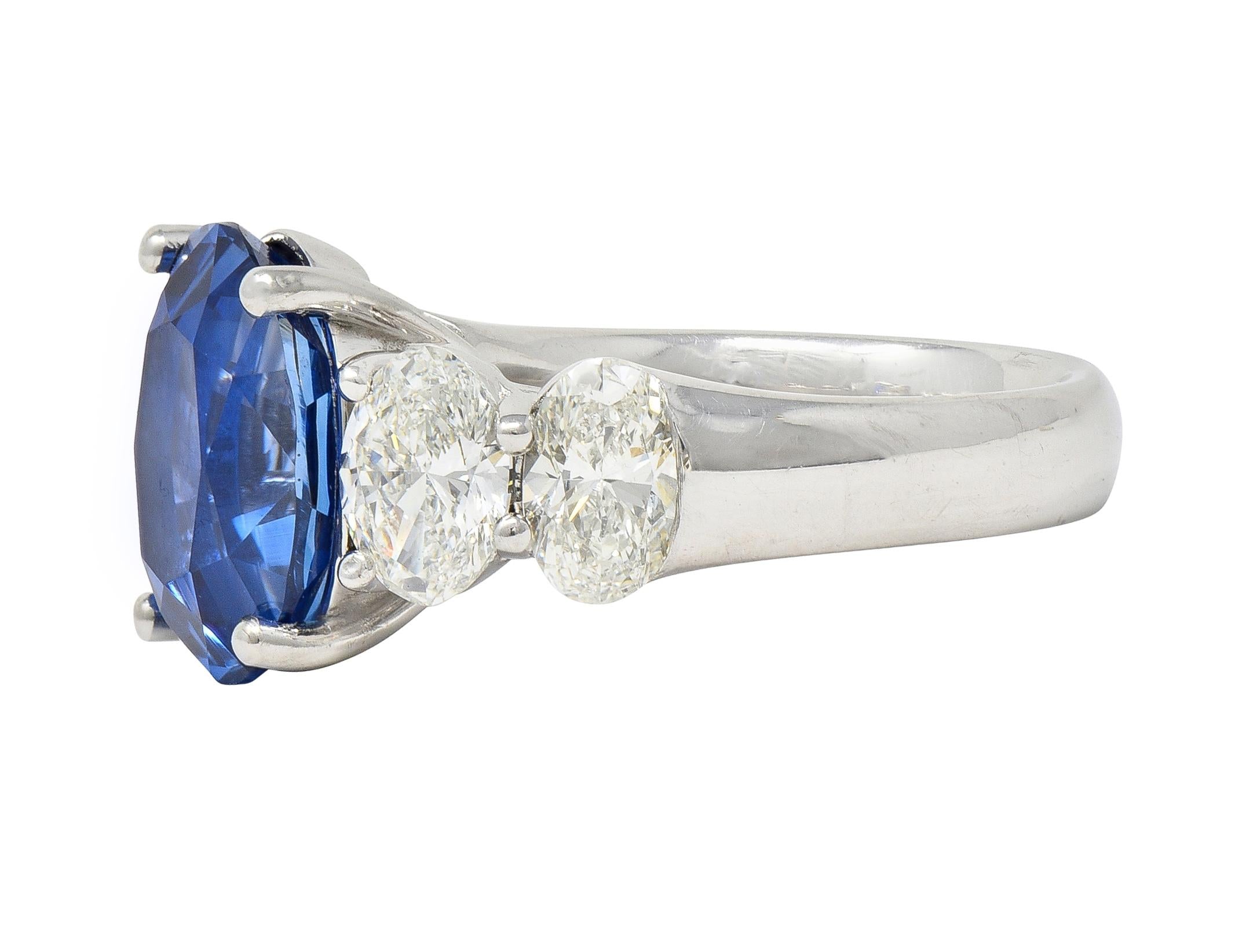 JB Star 7.15 CTW Ceylon Sapphire Diamond Platinum Five Stone Ring GIA