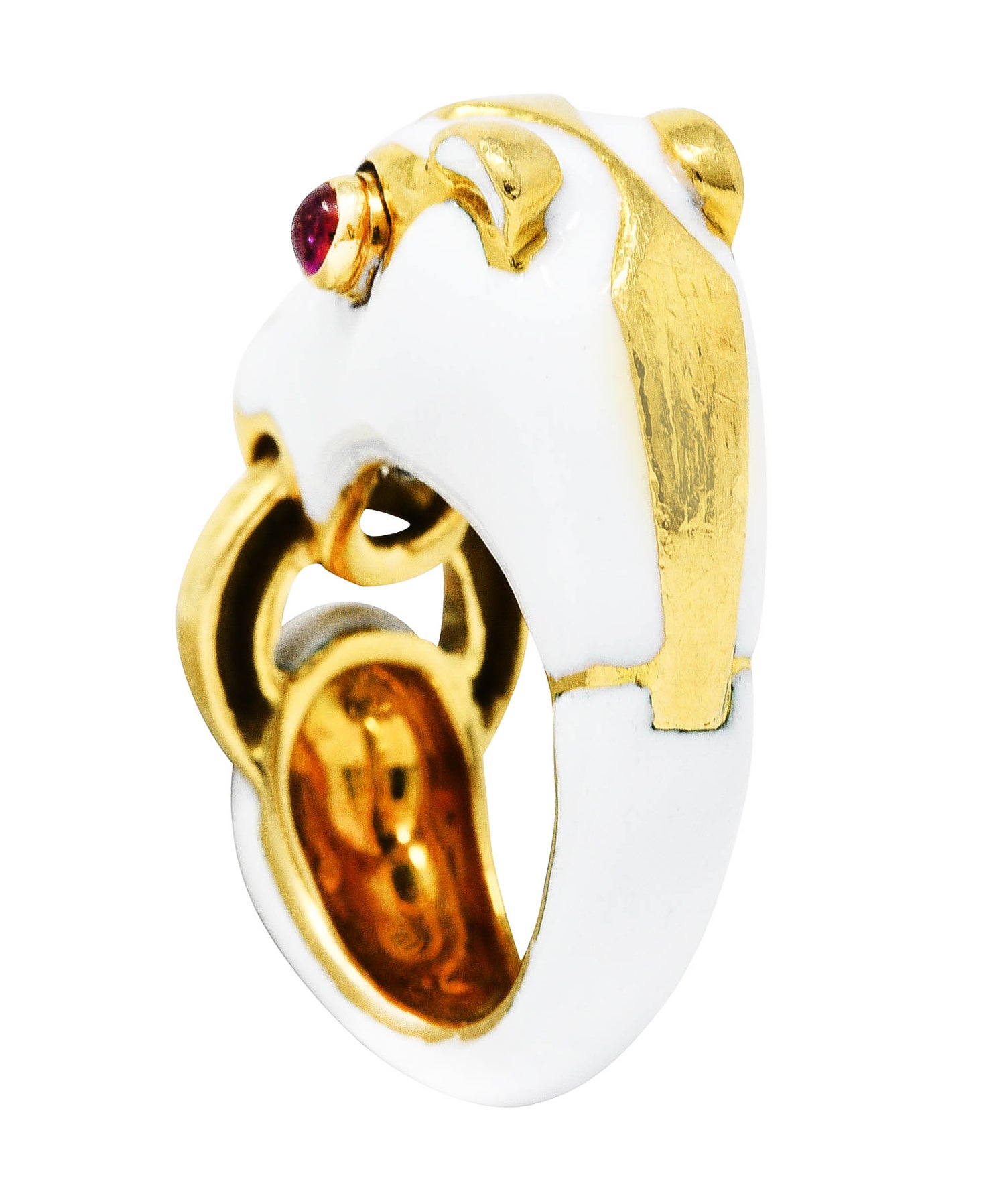 David Webb Vintage Ruby Enamel 18 Karat Gold Kingdom Horse RingRing - Wilson's Estate Jewelry