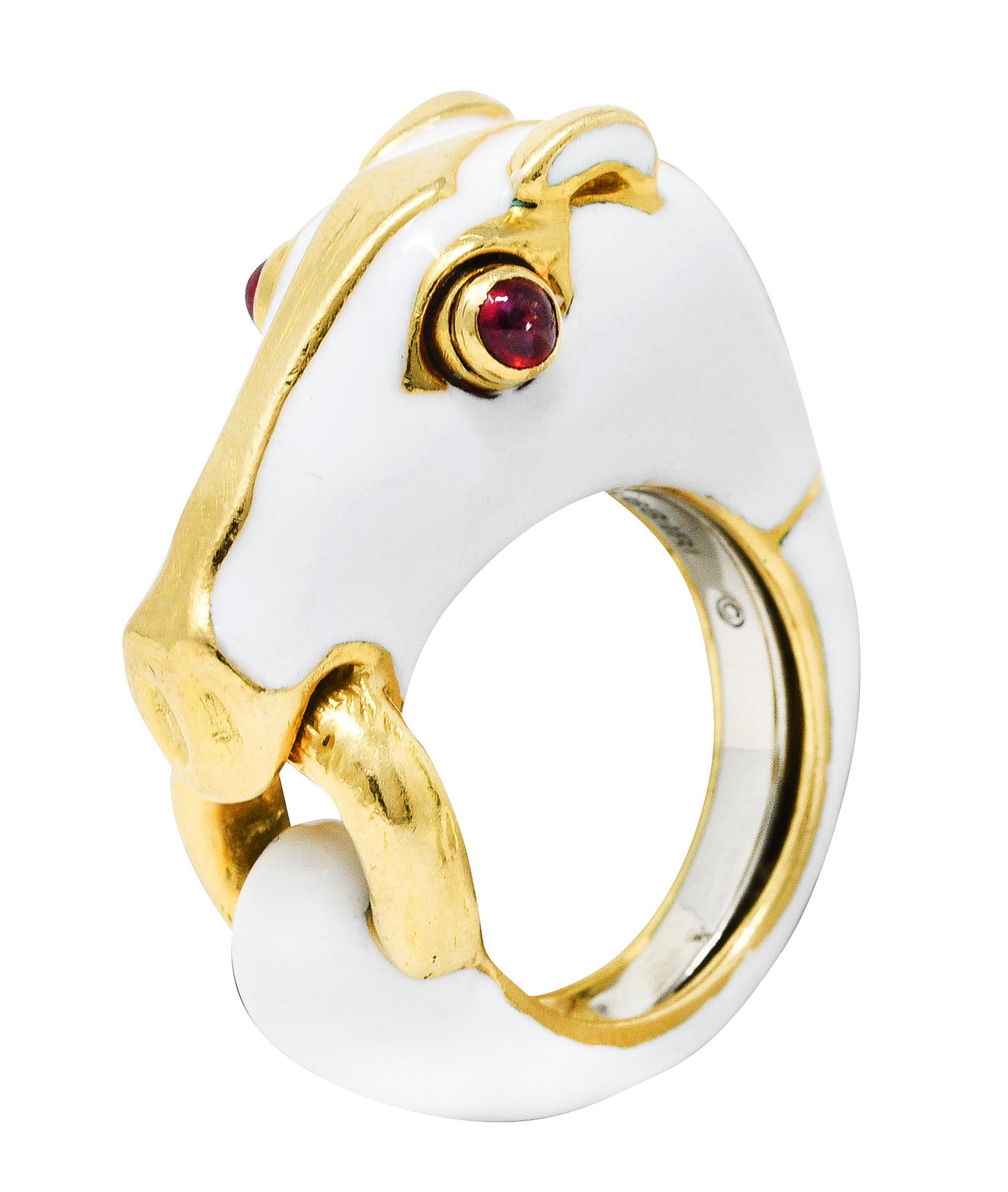 David Webb Vintage Ruby Enamel 18 Karat Gold Kingdom Horse RingRing - Wilson's Estate Jewelry