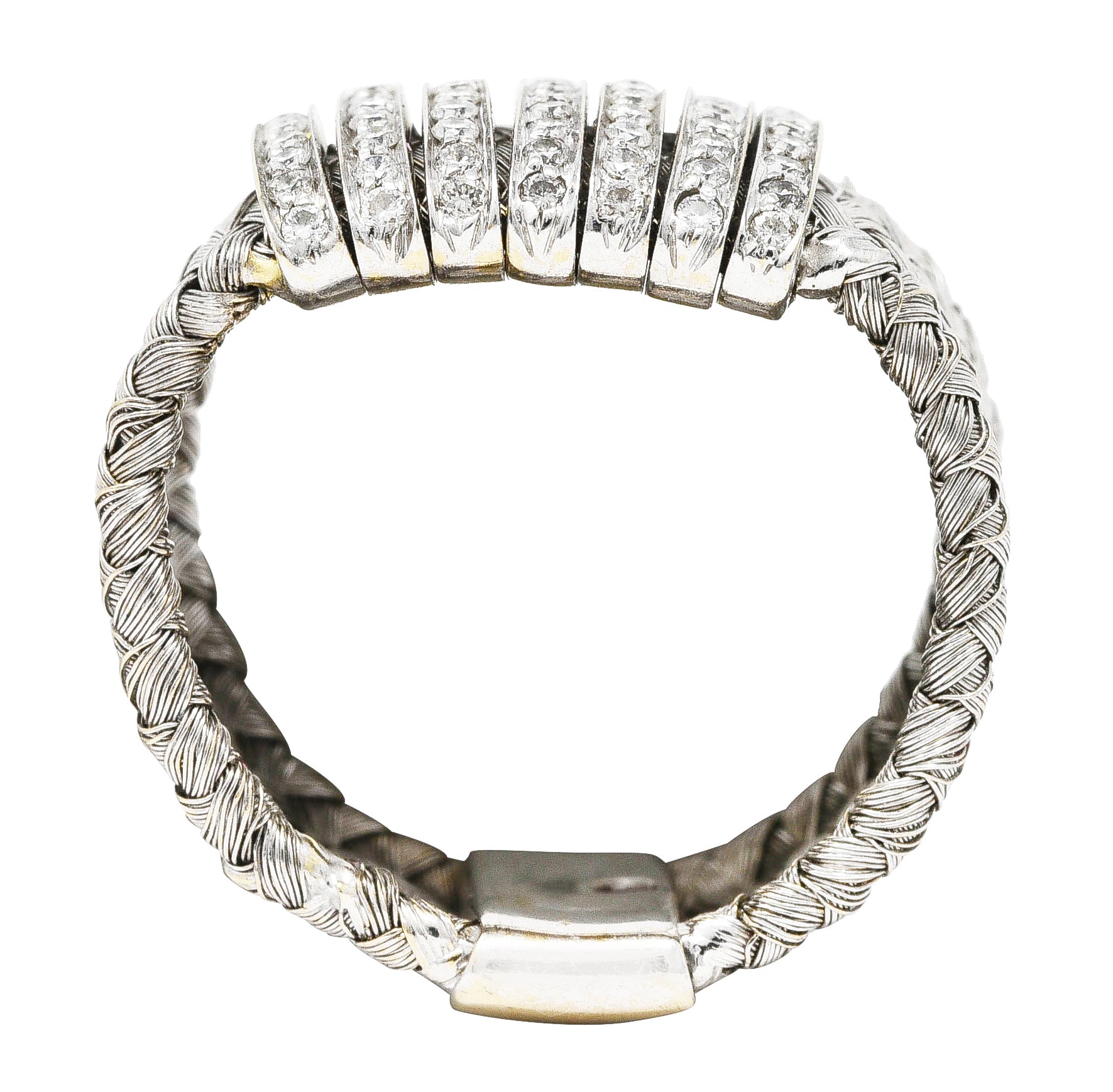 Roberto Coin 0.80 CTW Diamond 18 Karat White Gold Primavera Woven Band Ring Wilson's Estate Jewelry