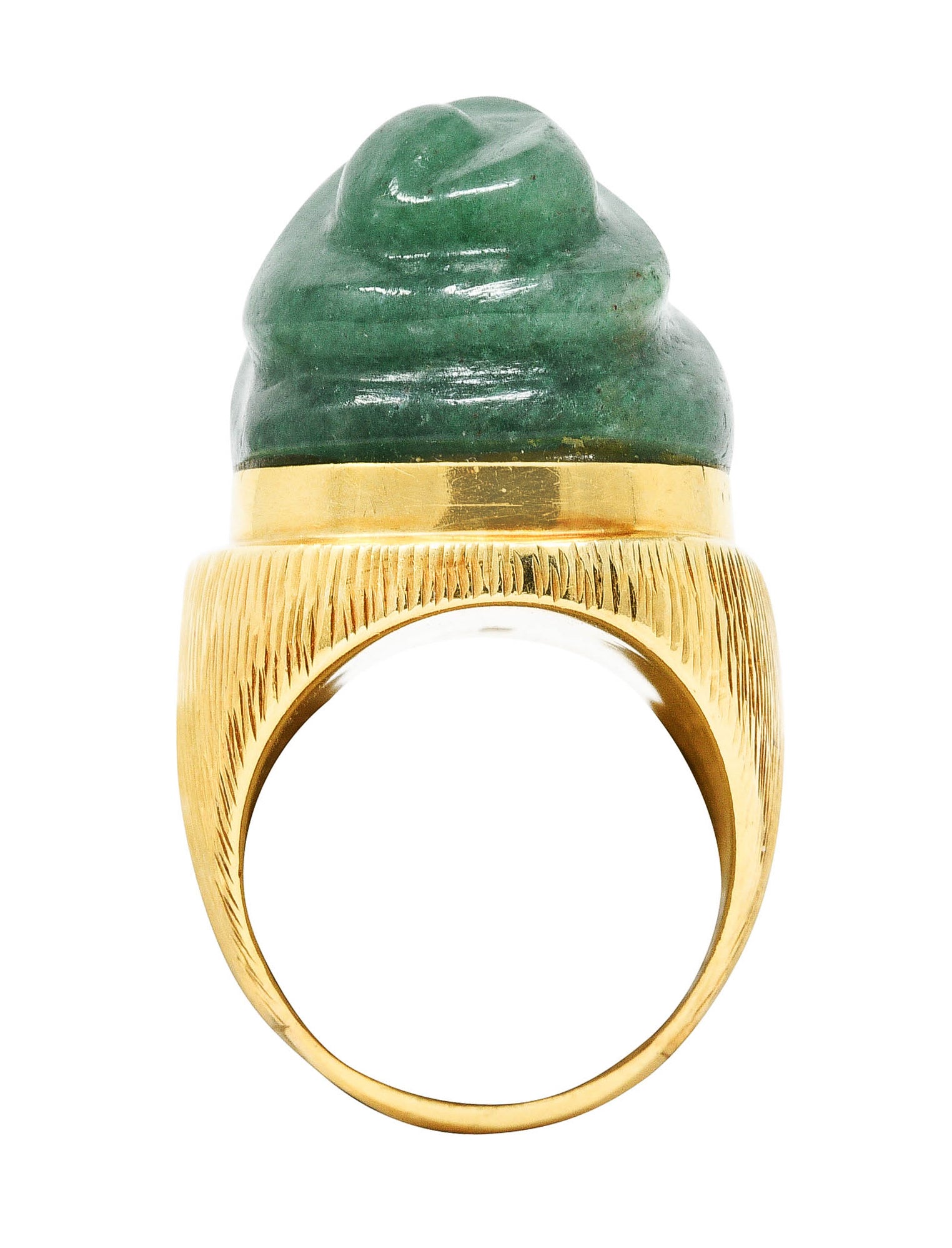 1970's Vintage Carved Aventurine 18 Karat Yellow Gold Statement RingRing - Wilson's Estate Jewelry