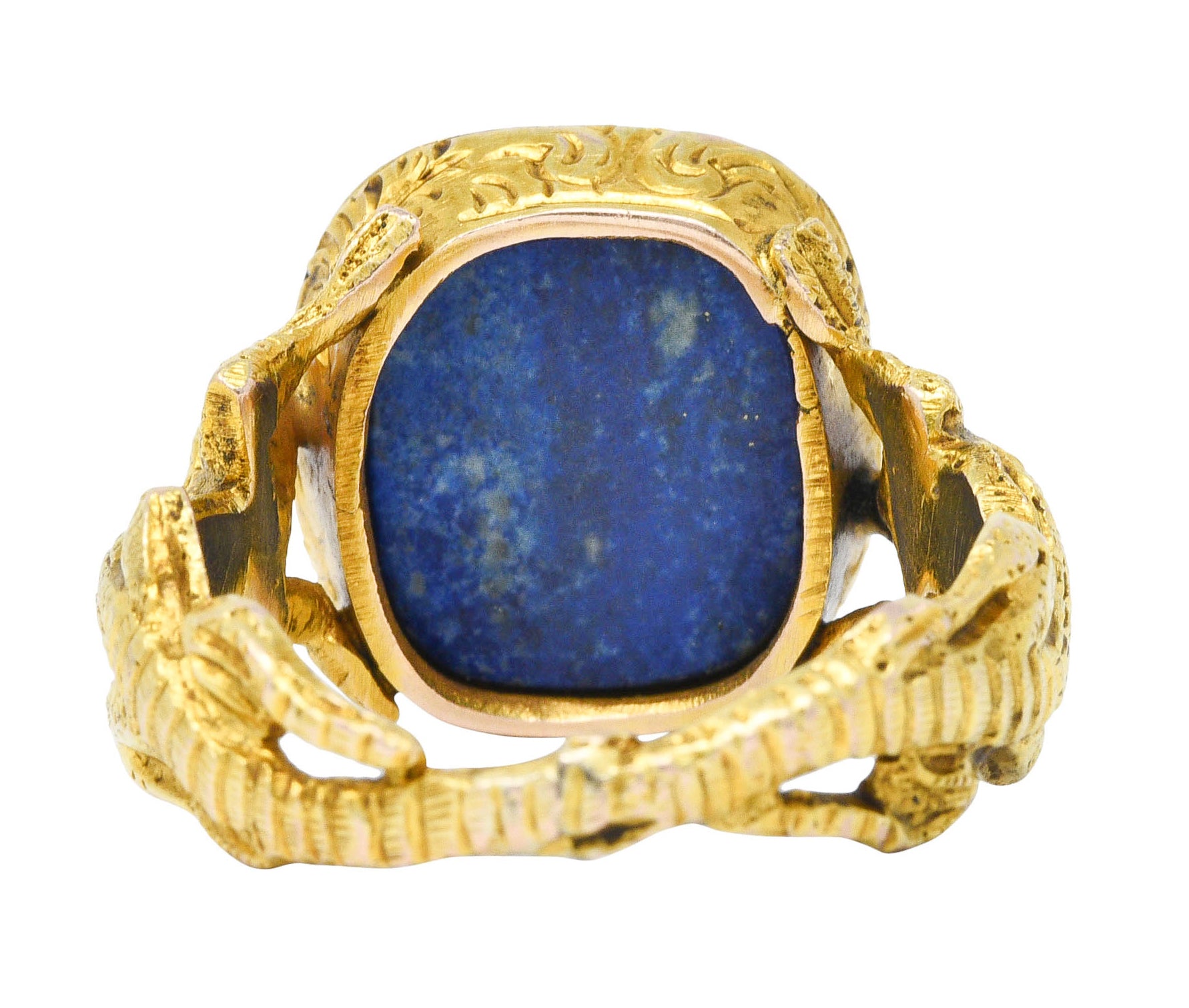 1900 Victorian Lapis Lazuli 14 Karat Gold Lizard Unisex Signet RingRing - Wilson's Estate Jewelry