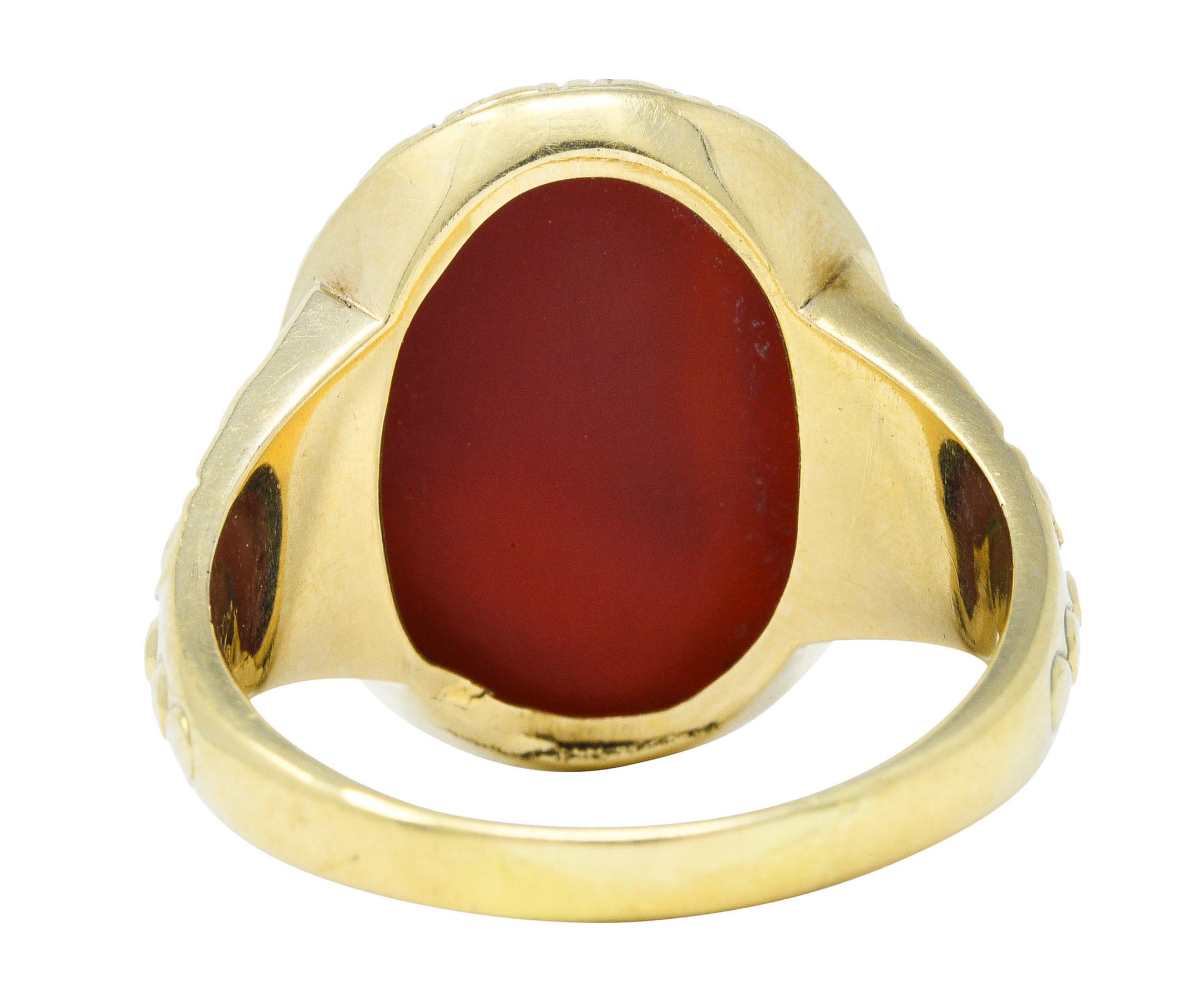 1946 Retro Sard Carnelian 14 Karat Gold Unisex Signet RingRing - Wilson's Estate Jewelry