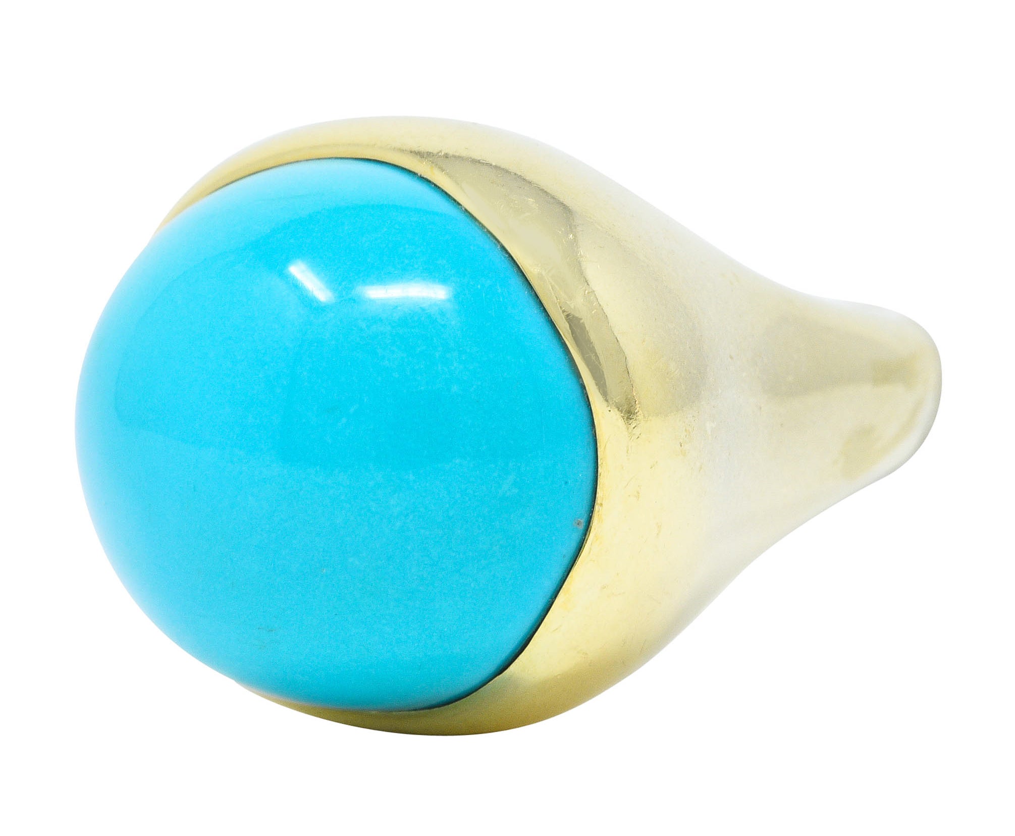 Elsa Peretti Tiffany & Co. Turquoise Cabochon 18 Karat Gold Gemstone RingRing - Wilson's Estate Jewelry