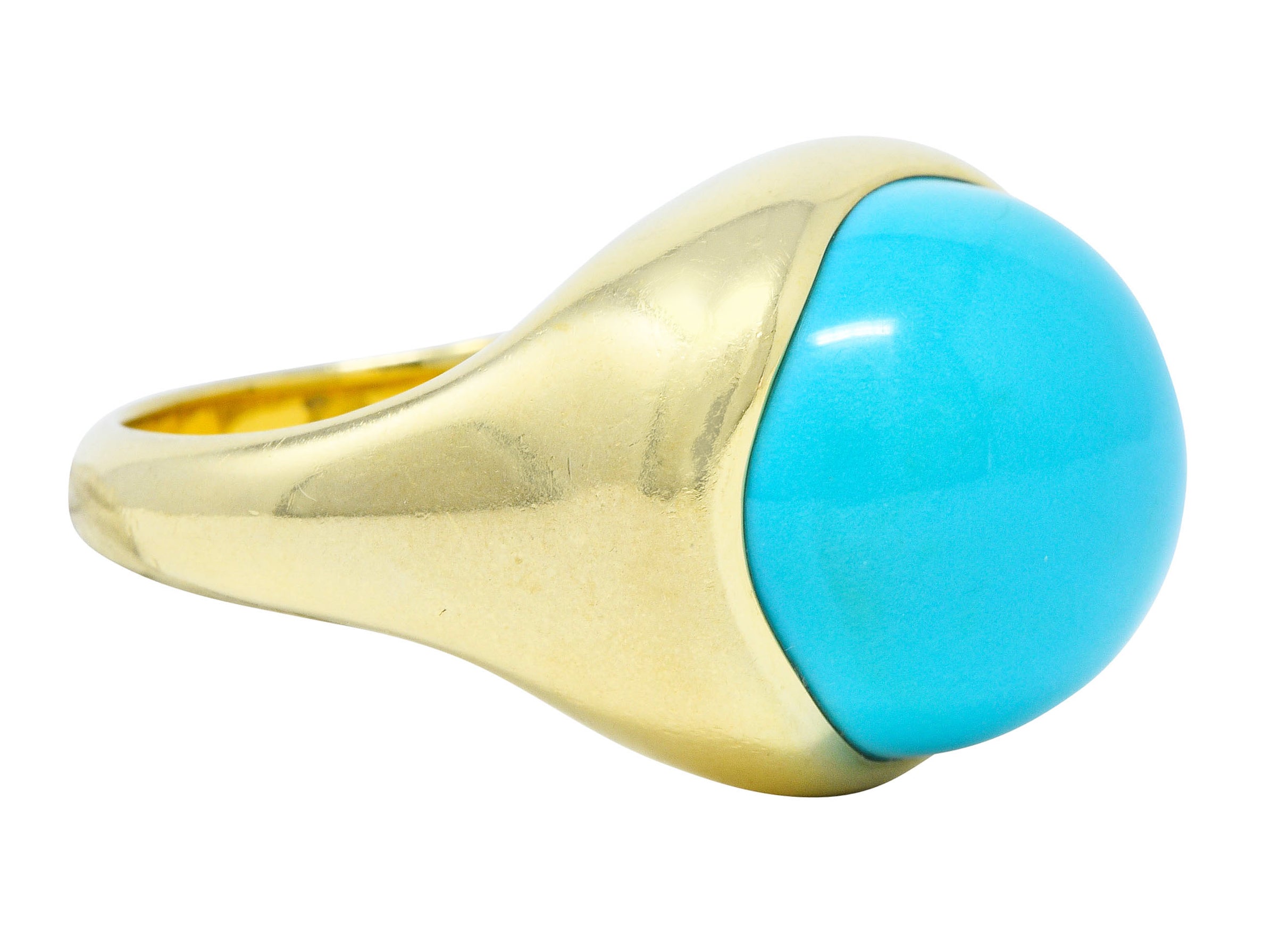 Elsa Peretti Tiffany & Co. Turquoise Cabochon 18 Karat Gold Gemstone RingRing - Wilson's Estate Jewelry