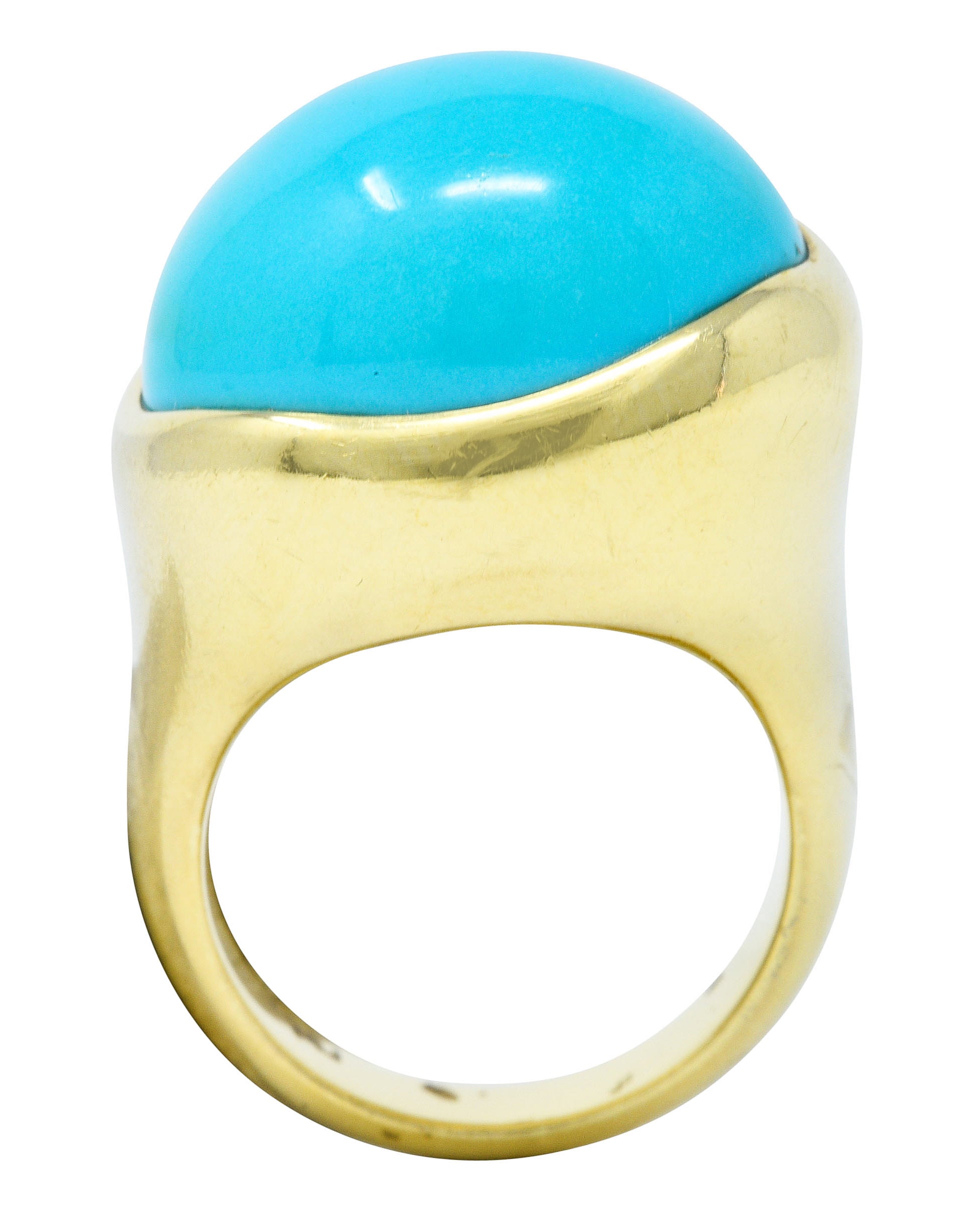 Elsa Peretti Tiffany & Co. Turquoise Cabochon 18 Karat Gold Gemstone RingRing - Wilson's Estate Jewelry