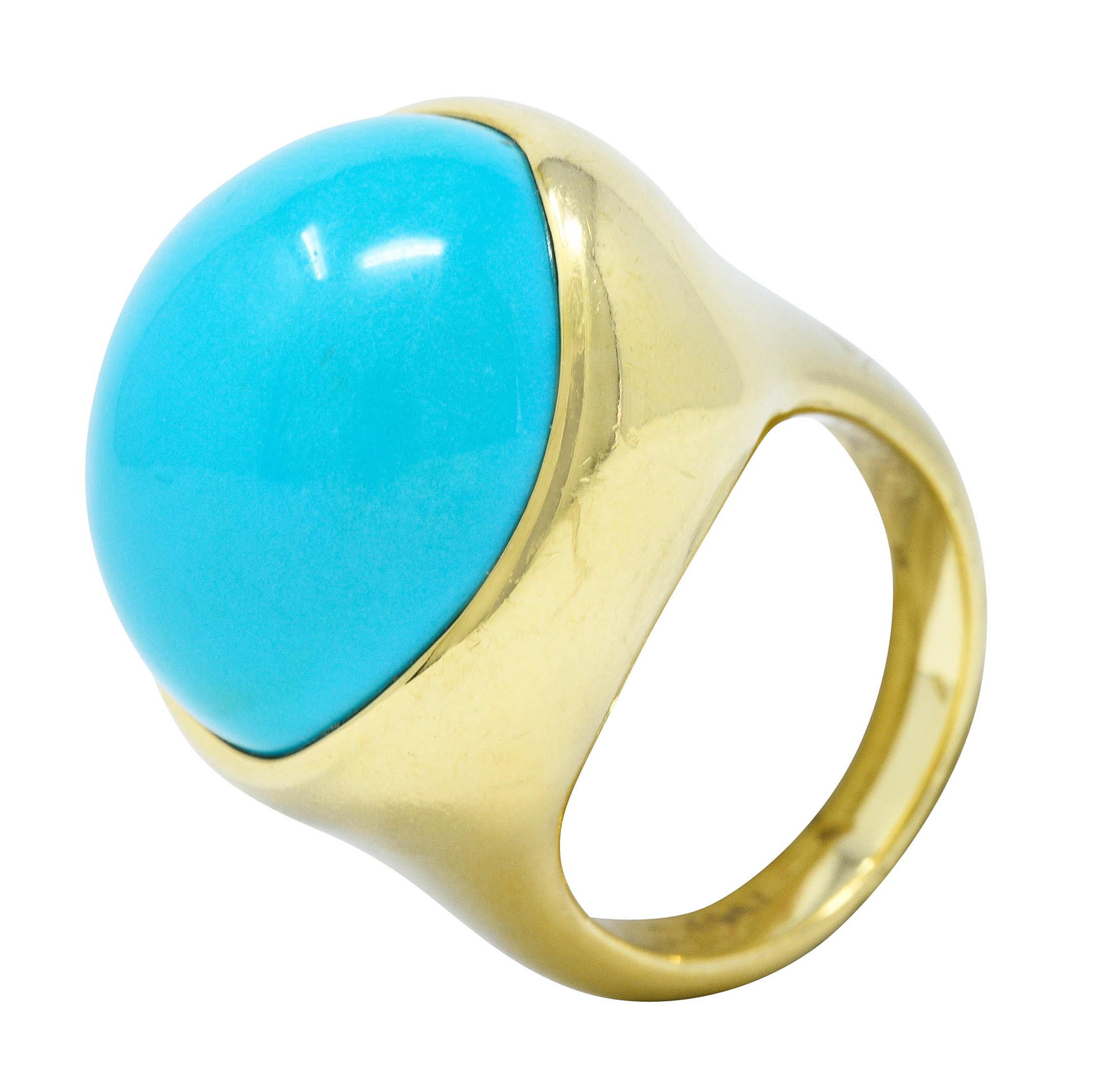 Elsa Peretti Tiffany & Co. Turquoise Cabochon 18 Karat Gold Gemstone RingRing - Wilson's Estate Jewelry