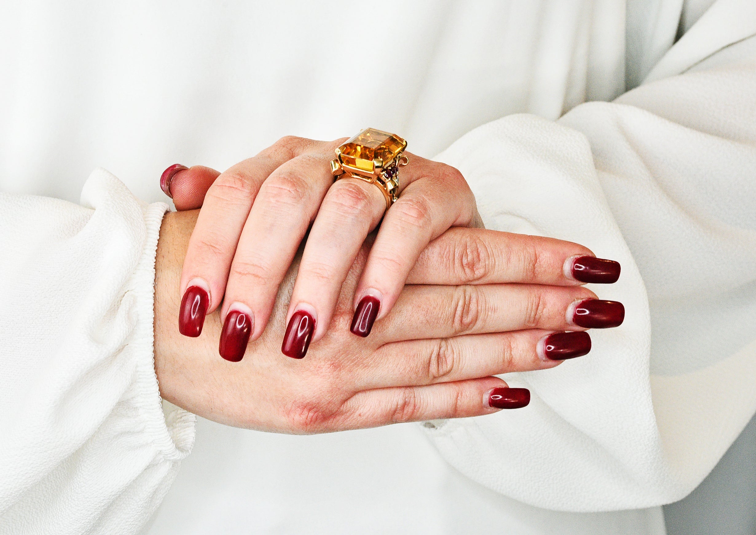 Retro Citrine Ruby Diamond 14 Karat Two-Tone Gold Statement RingRing - Wilson's Estate Jewelry