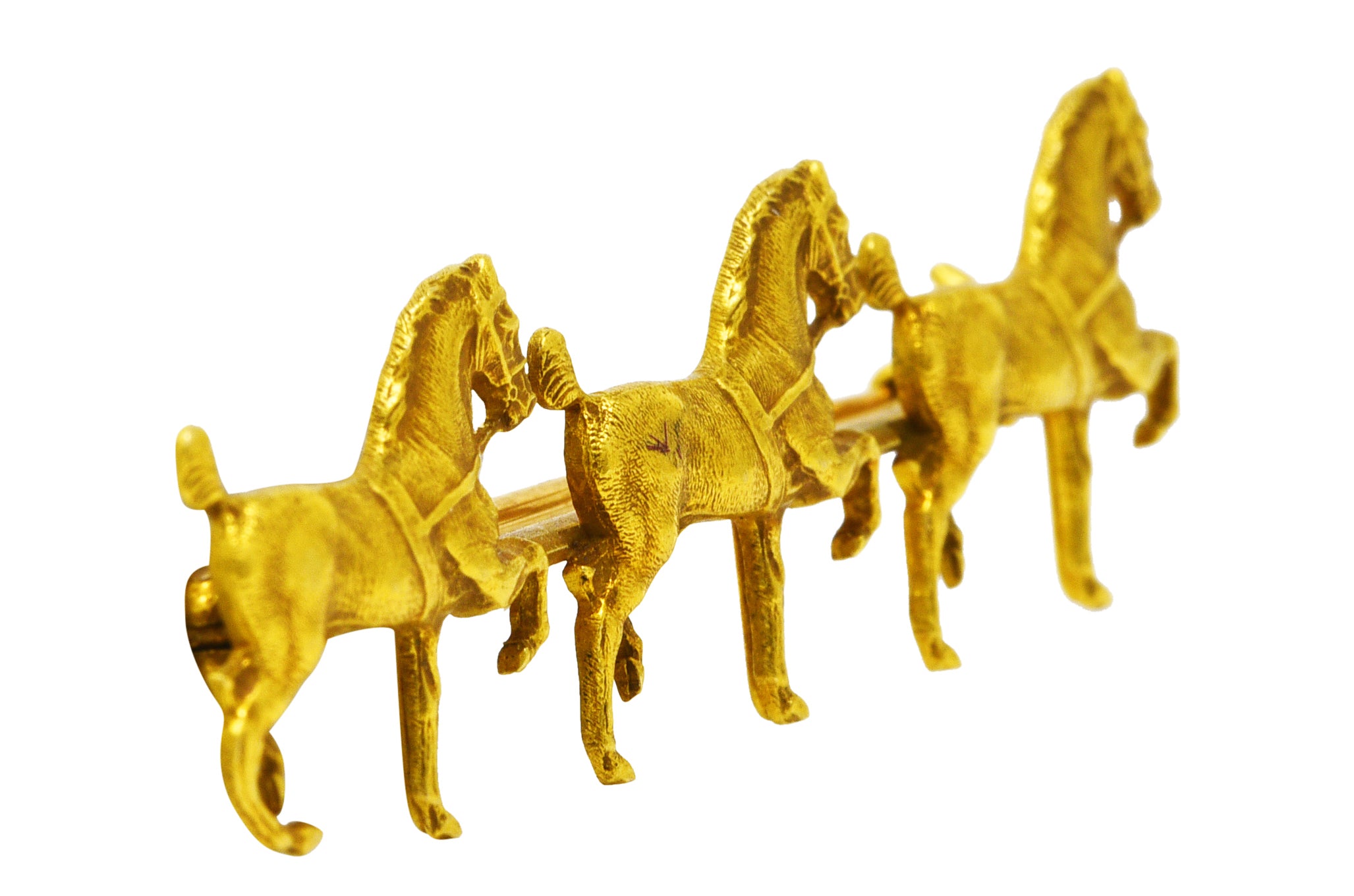 Sloan & Co. Edwardian 14 Karat Yellow Gold Horse Antique Brooch Wilson's Estate Jewelry