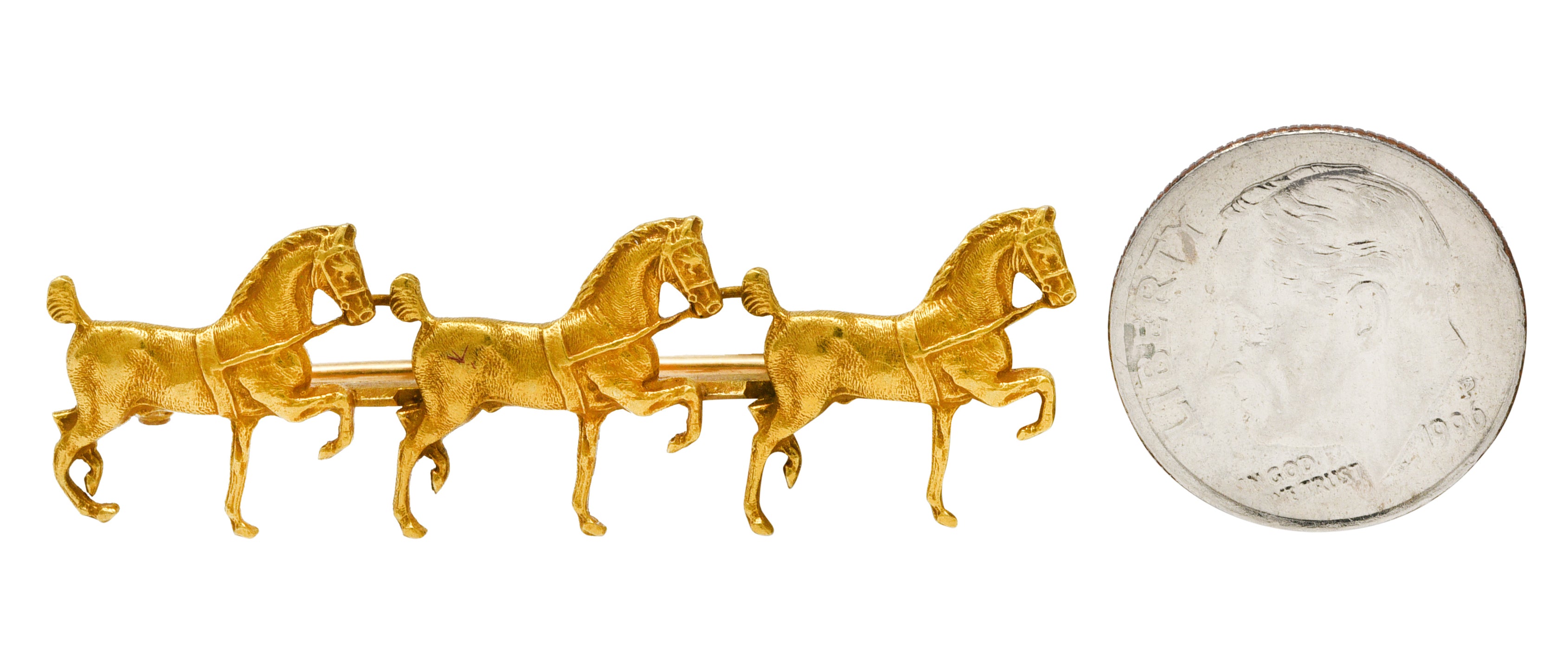 Sloan & Co. Edwardian 14 Karat Yellow Gold Horse Antique Brooch Wilson's Estate Jewelry