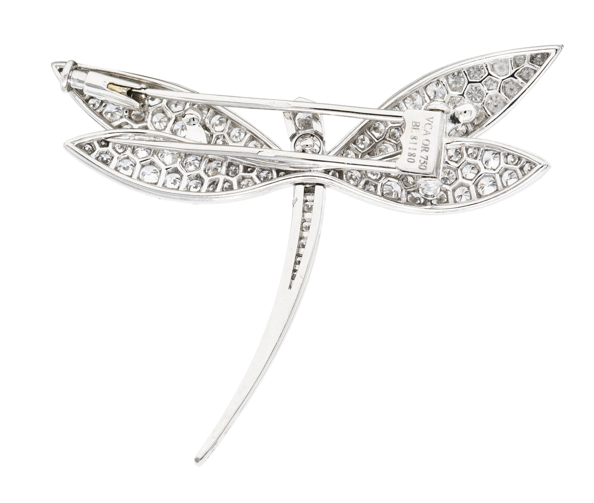 Van Cleef & Arpels French 2.00 CTW Diamond 18 Karat White Gold Dragonfly Brooch Wilson's Estate Jewelry