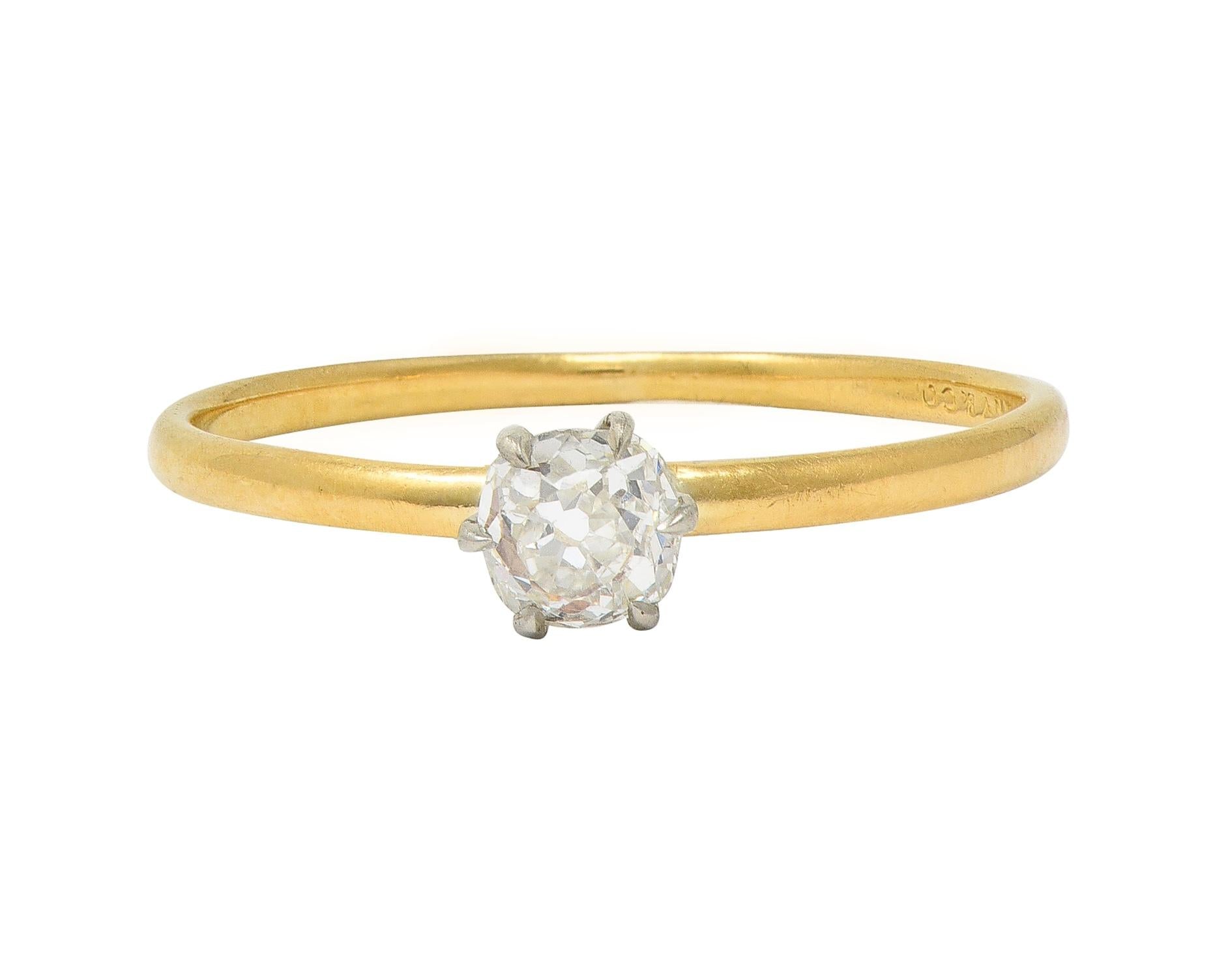 Tiffany & Co. Victorian Old Mine Diamond 18 Karat Two-Tone Gold Engagement Ring