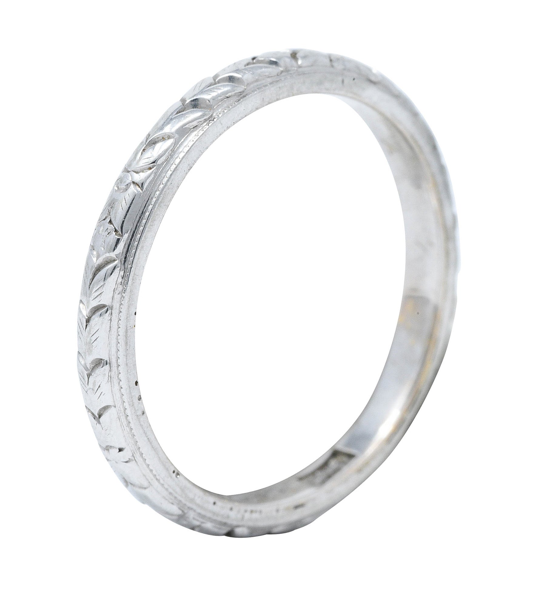 1915 Edwardian 18 Karat White Gold Garland Eternity Band RingRing - Wilson's Estate Jewelry